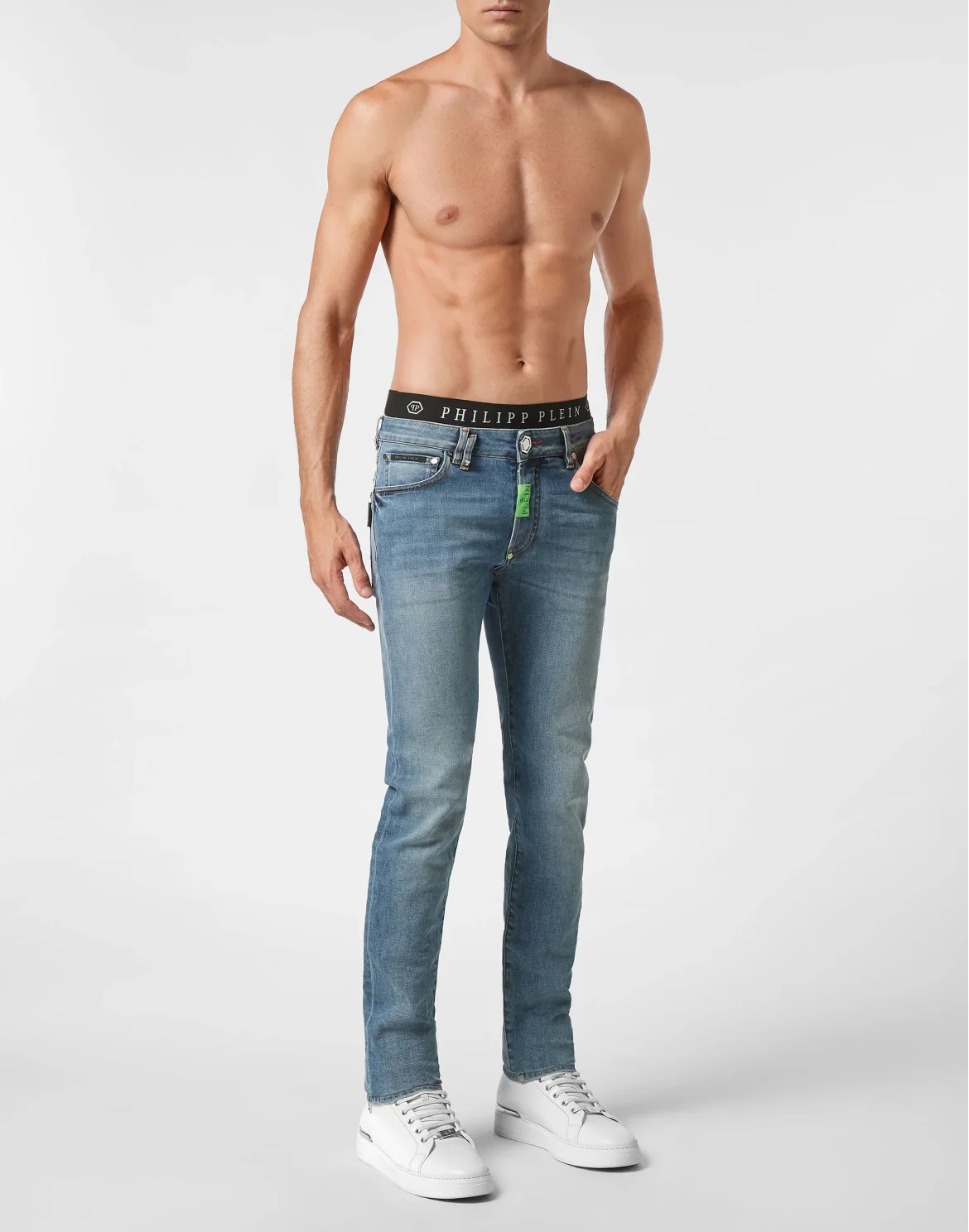 Denim Trousers Super Straight Cut Premium Hexagon, цвет: Синий