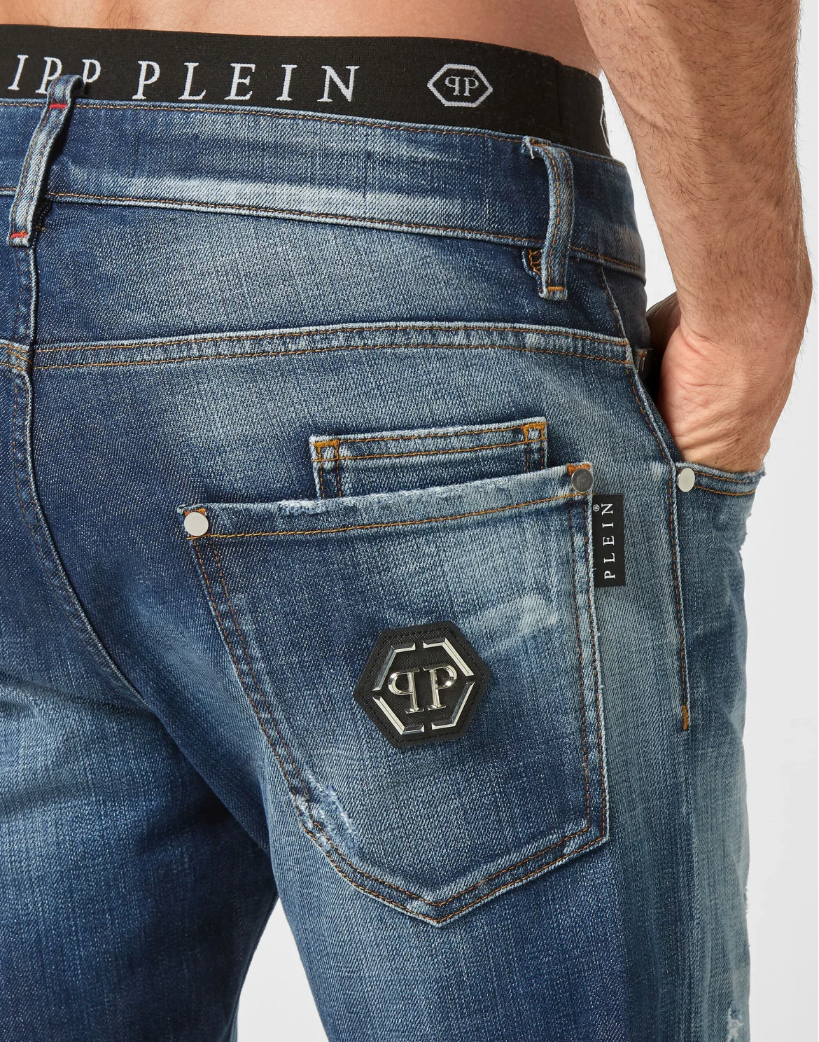 Denim Trousers Super Straight Cut Premium Hexagon, цвет: Синий