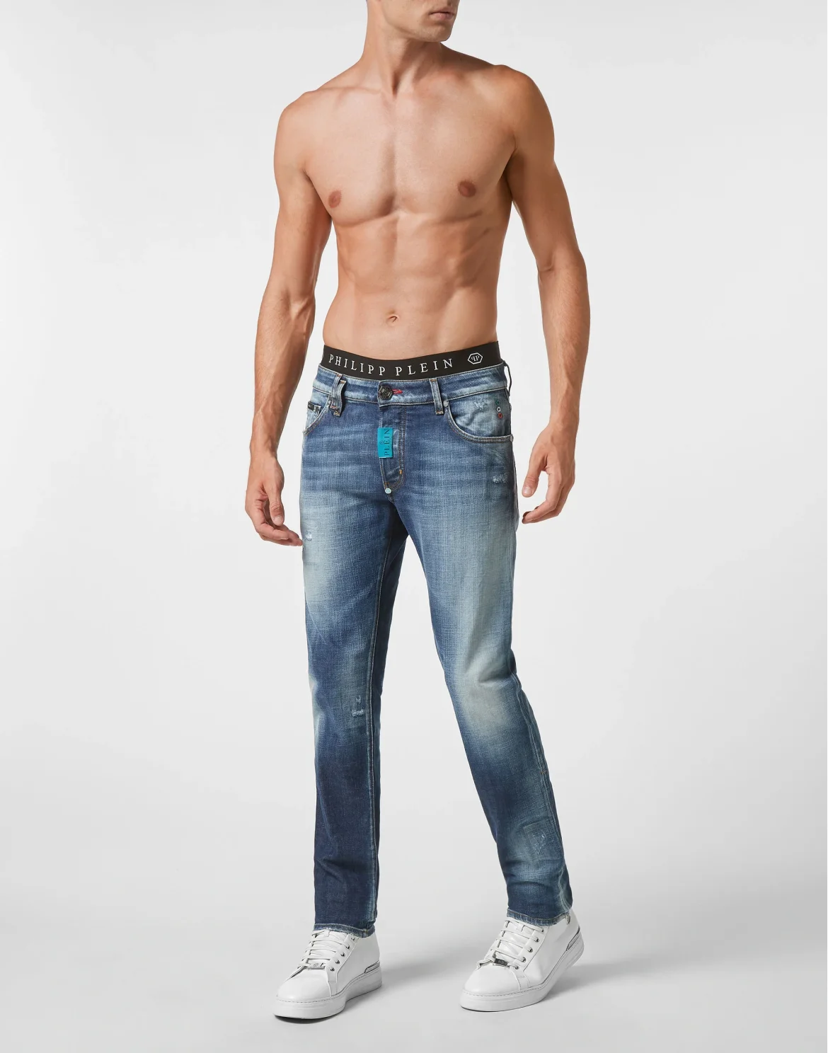 Denim Trousers Super Straight Cut Premium Hexagon, цвет: Синий