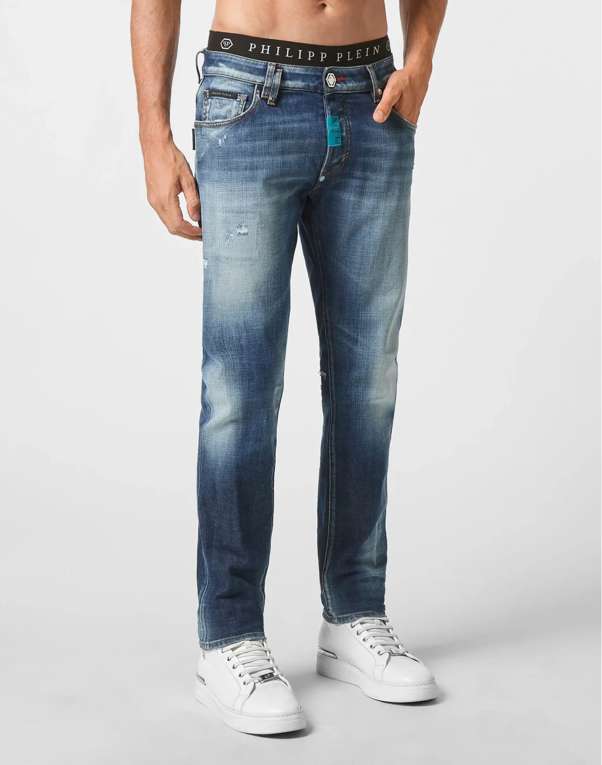 Denim Trousers Super Straight Cut Premium Hexagon, цвет: Синий