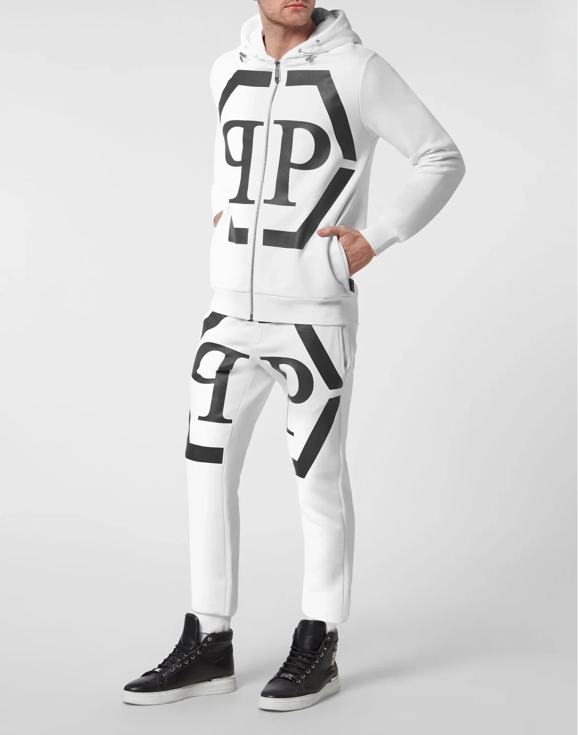 Hoodie Sweatjacket Hexagon, цвет: Белый