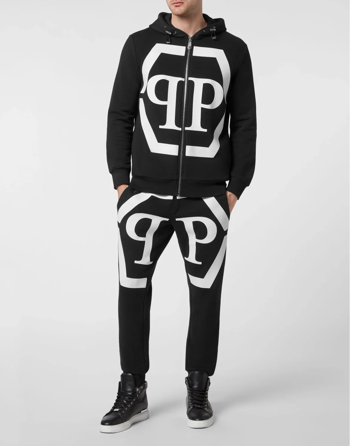 Hoodie Sweatjacket Hexagon, цвет: Черный