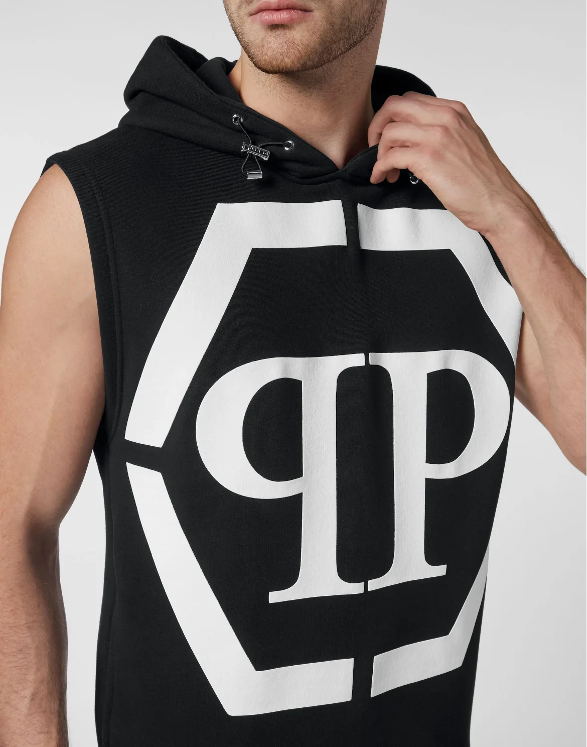 Sleeveless Hoodie sweatshirt Hexagon, цвет: Черный