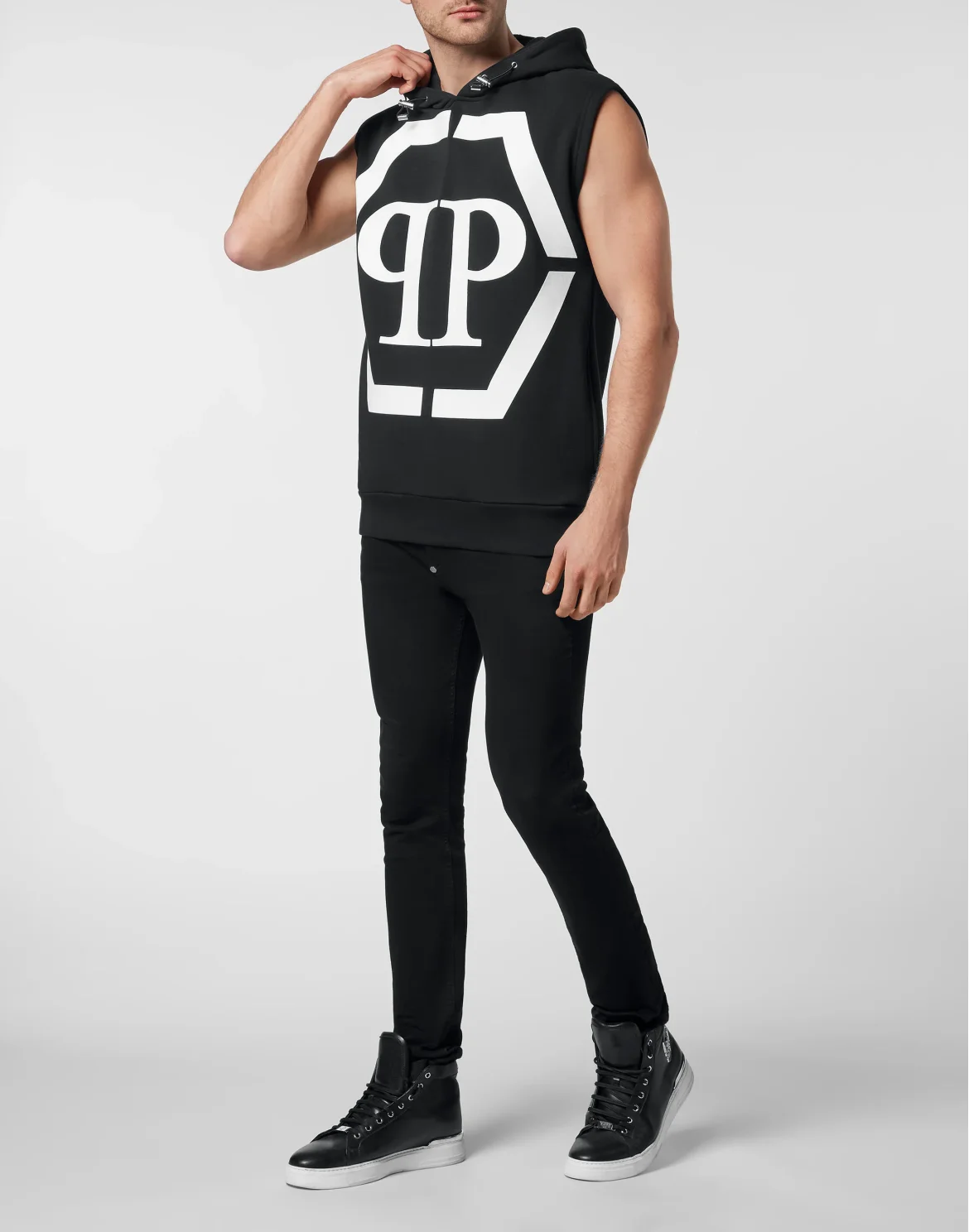 Sleeveless Hoodie sweatshirt Hexagon, цвет: Черный