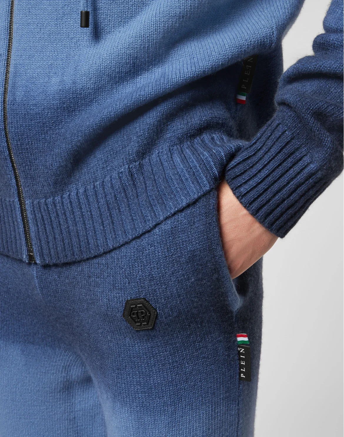 Cash Wool Jogging Knit Suit: Jacket/trousers python insert Skull, цвет: Синий