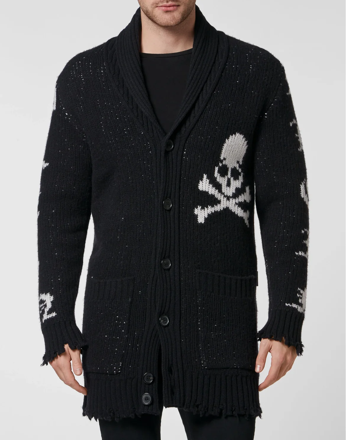 Cardigan Long Skull and Plein, цвет: Черный