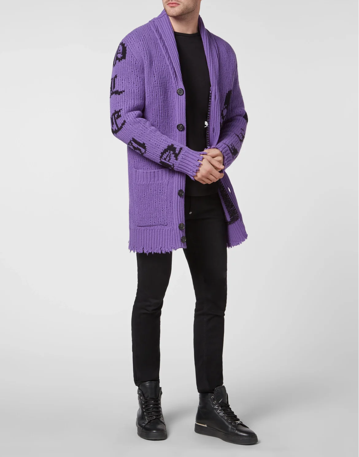 Cardigan Long Skull and Plein, цвет: Фиолетовый