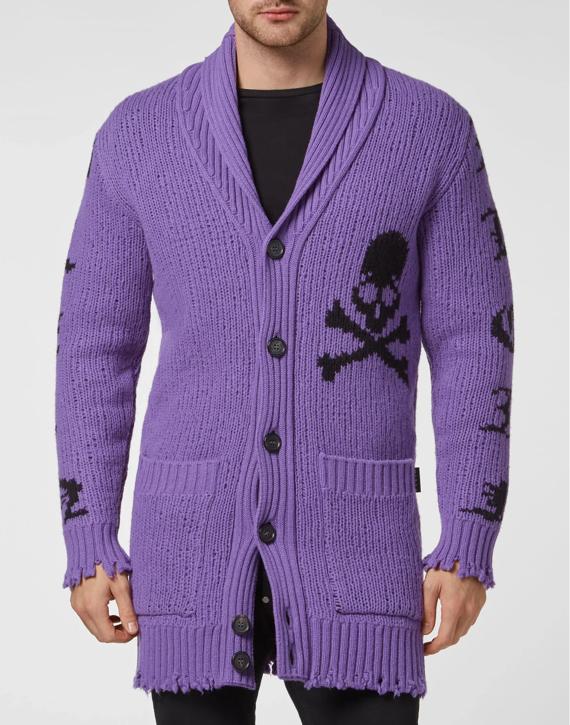 Cardigan Long Skull and Plein, цвет: Фиолетовый