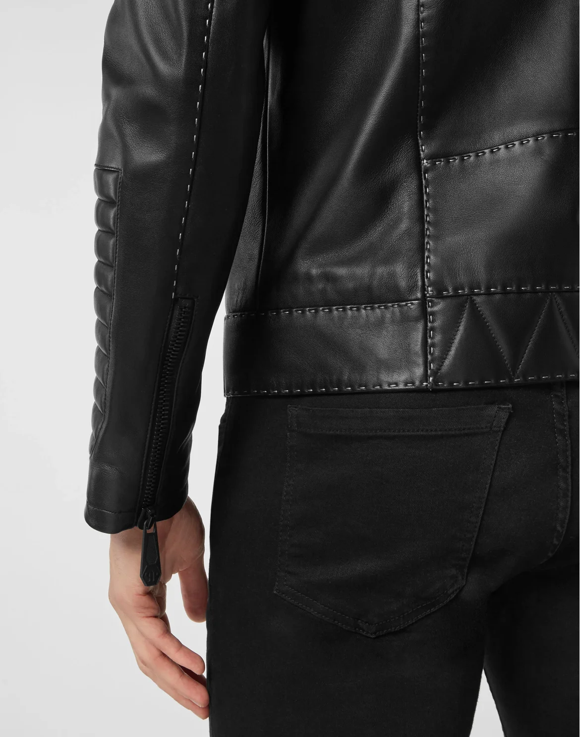 Leather Biker Jacket, цвет: Черный