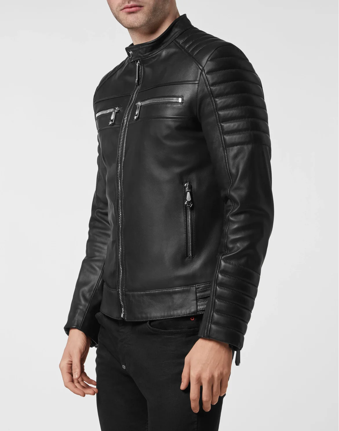 Leather Moto Jacket, цвет: Черный
