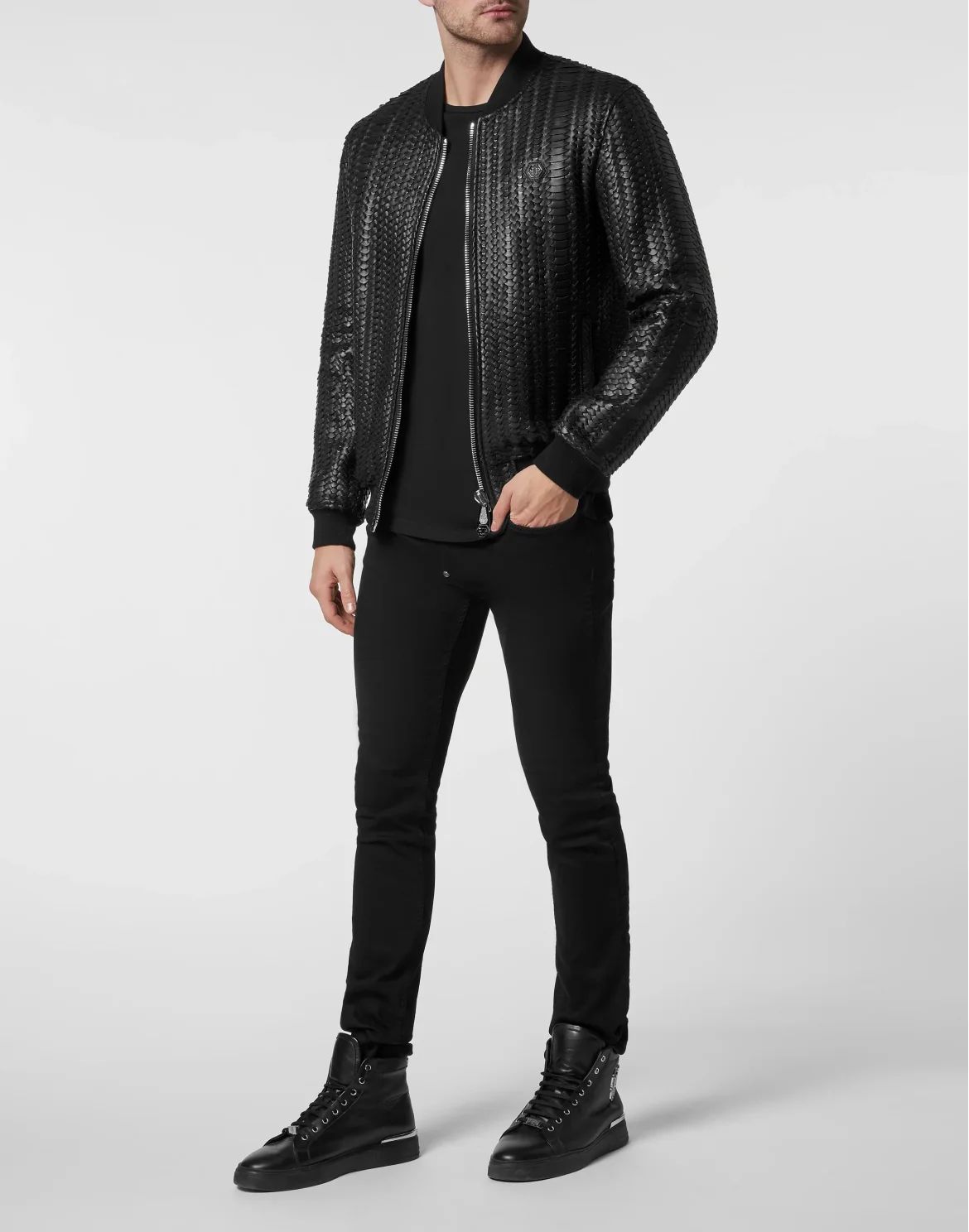 Leather Bomber, цвет: Черный