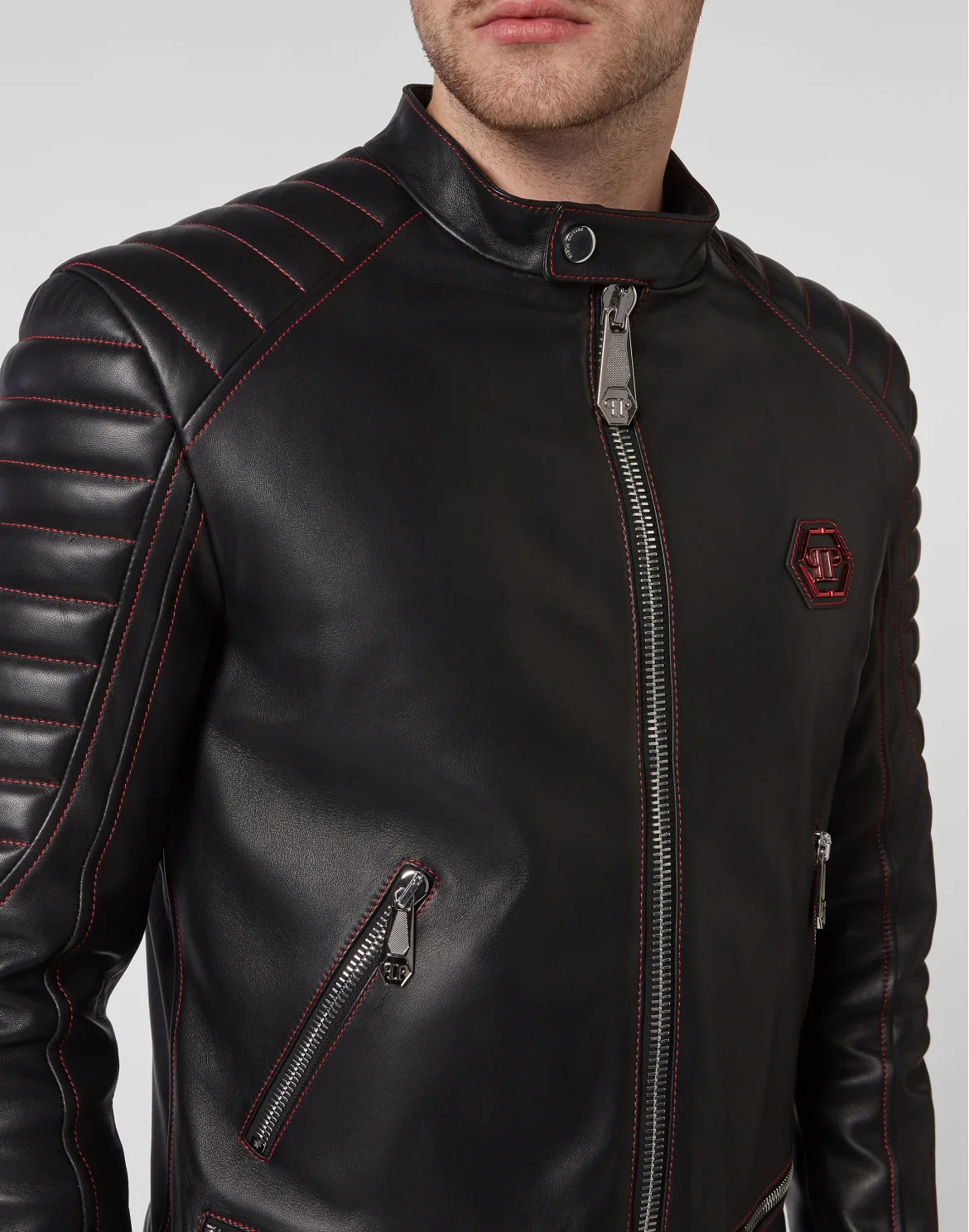 Leather Moto Jacket, цвет: Черный