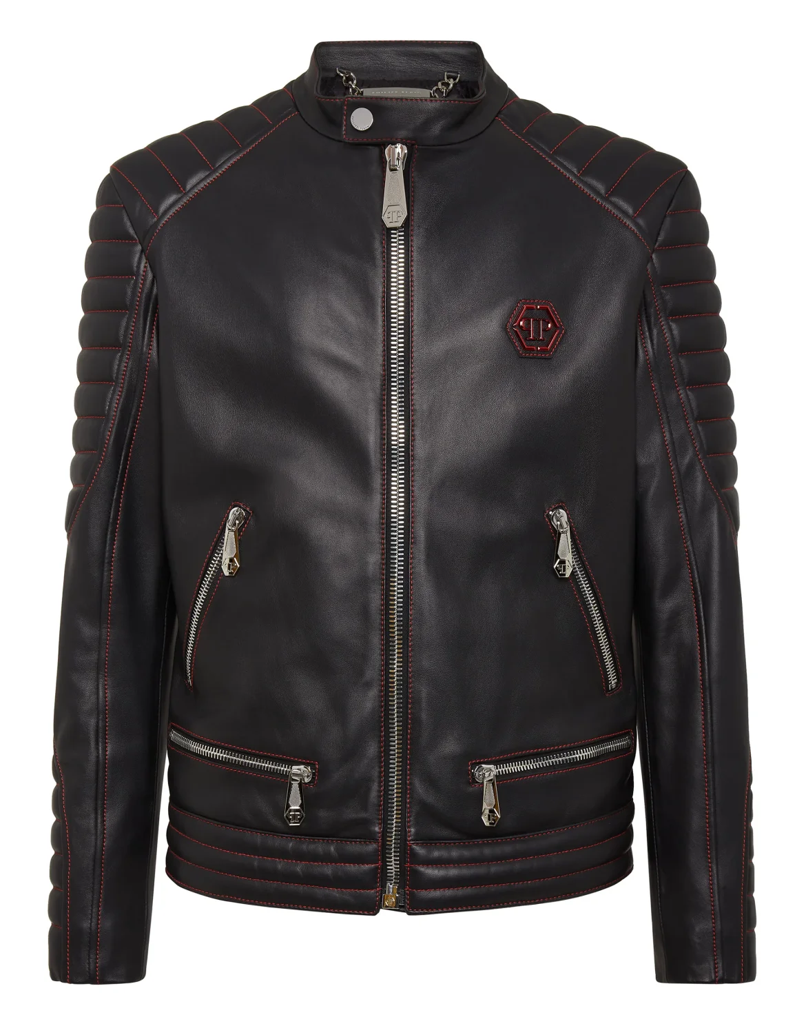Leather Moto Jacket, цвет: Черный