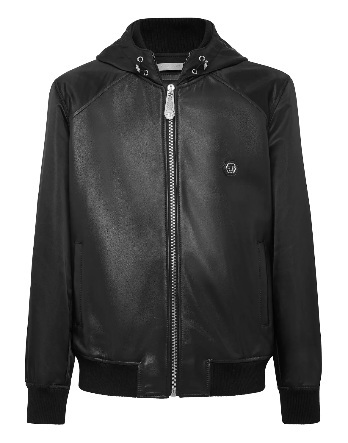 Leather Jacket Nylon Sleeves, цвет: Черный