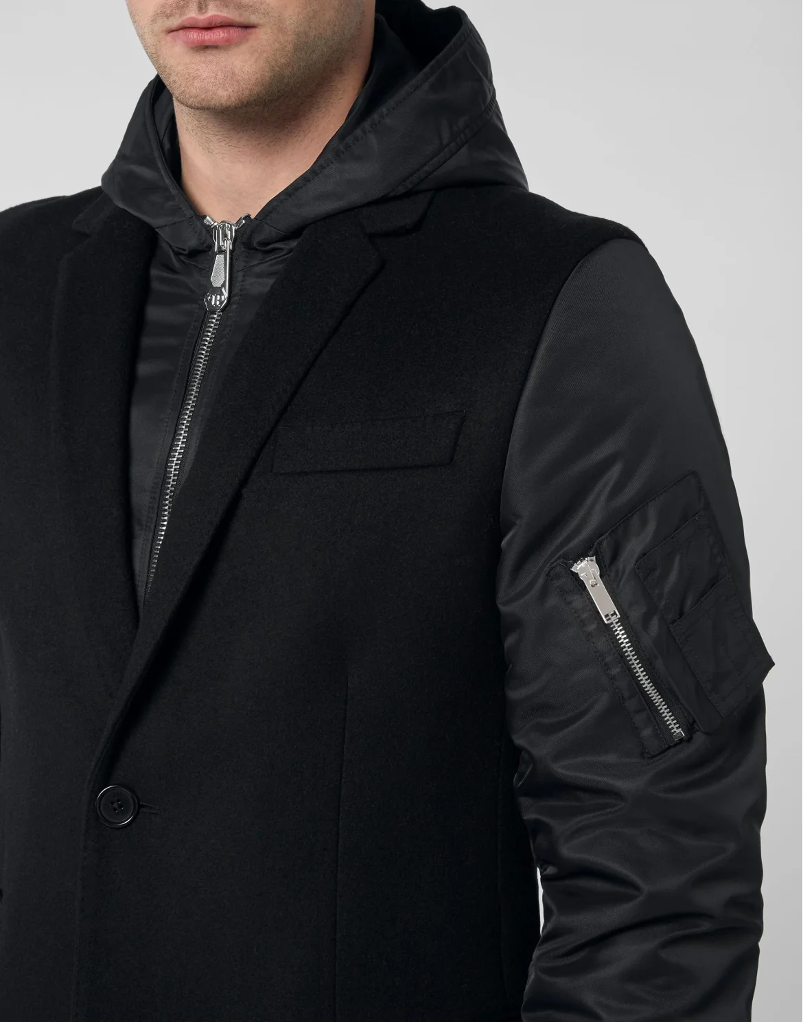 Long Hoodie Coat, цвет: Черный