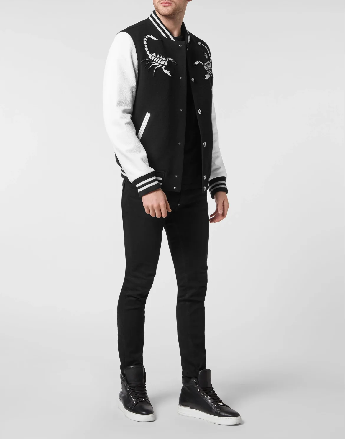 Jacket Deer Leather Sleeves, цвет: Черный