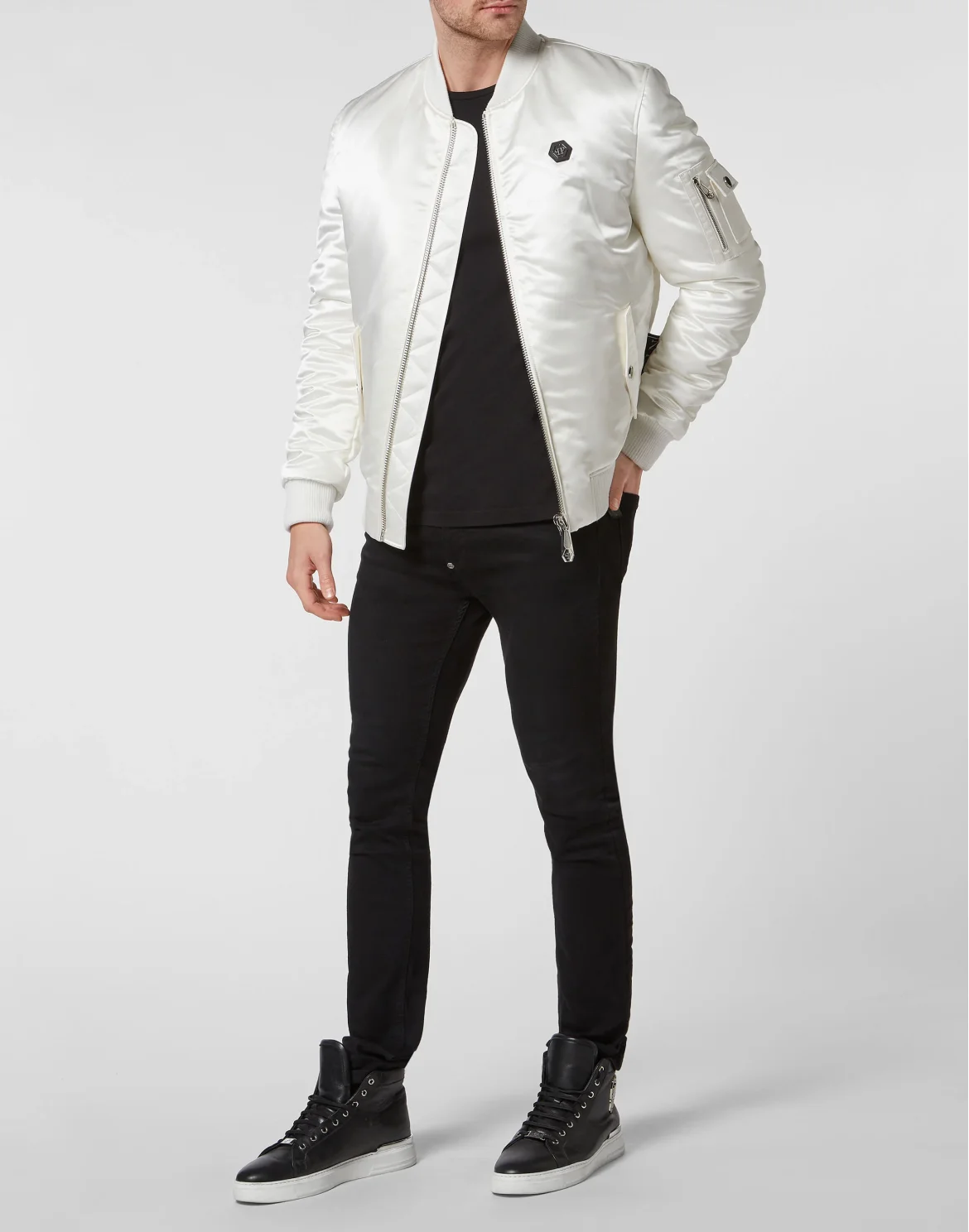 Satin Bomber, цвет: Белый