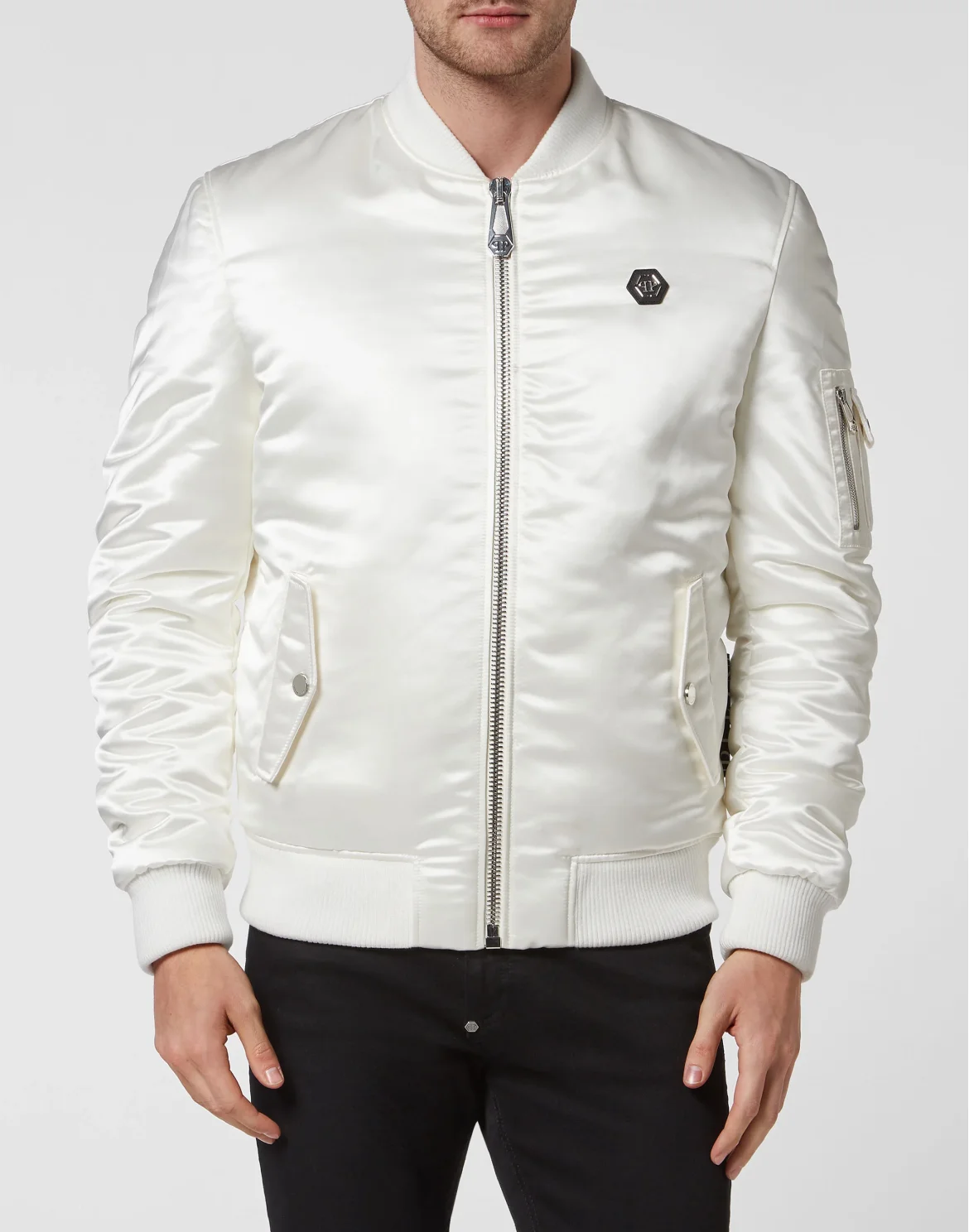 Satin Bomber, цвет: Белый