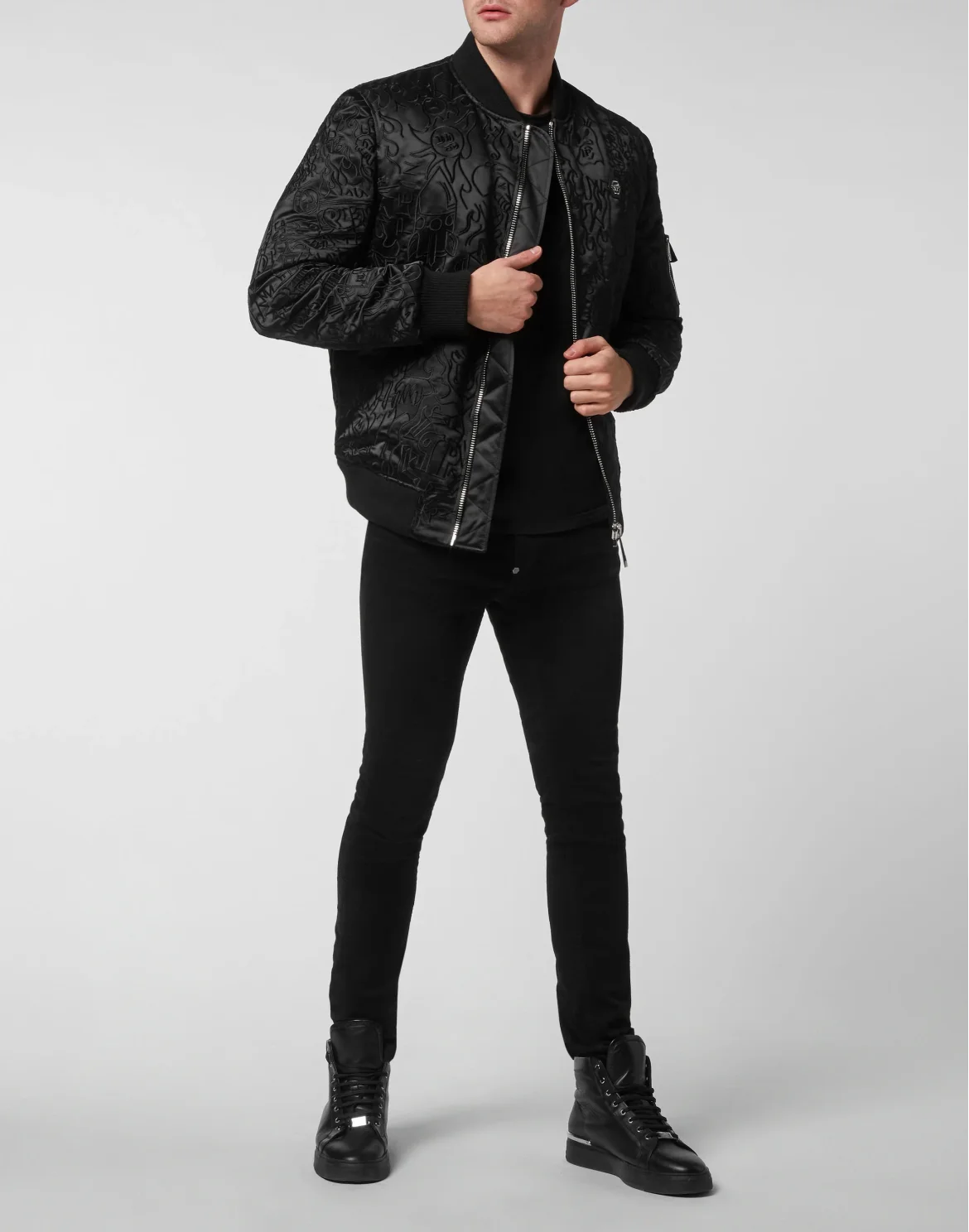 Satin Bomber, цвет: Черный