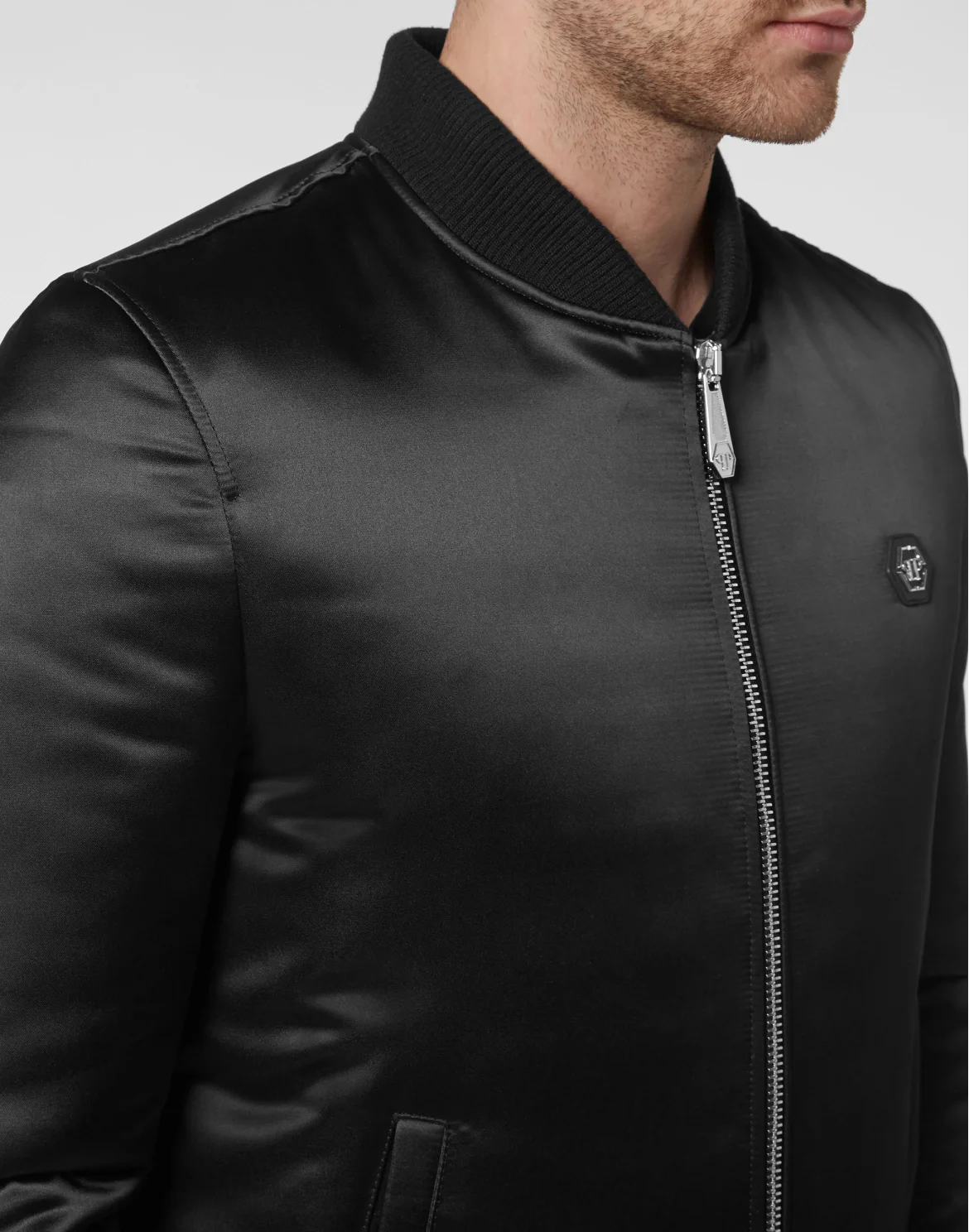 Satin Bomber Hexagon, цвет: Черный