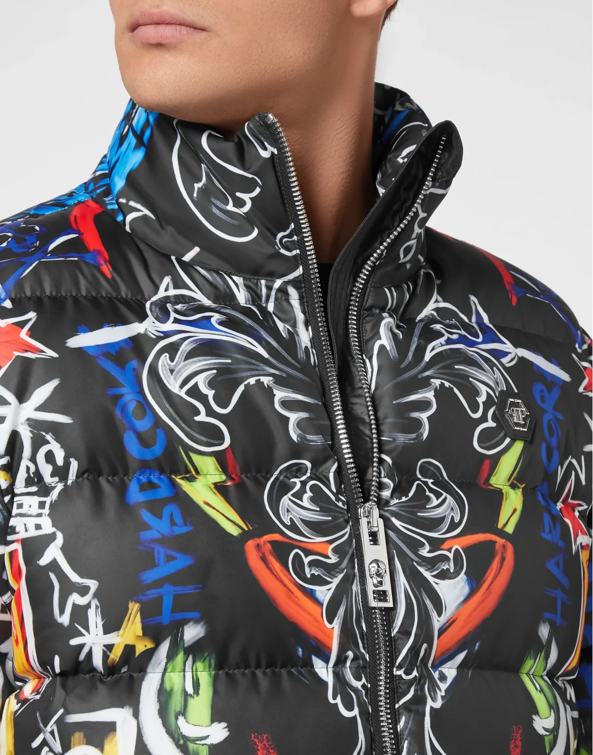 Down Puffer Jacket Skull and Plein, цвет: Черный