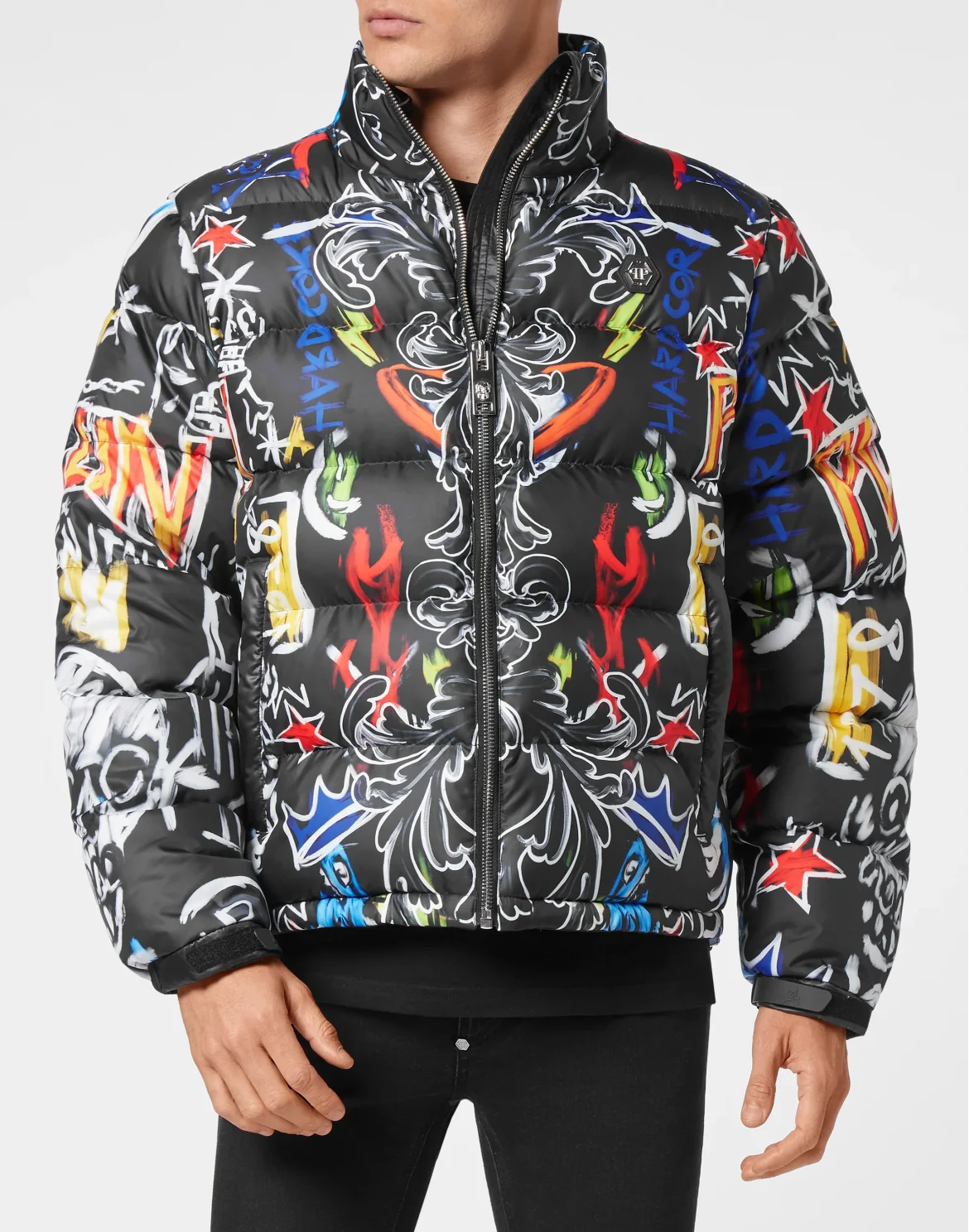 Down Puffer Jacket Skull and Plein, цвет: Черный