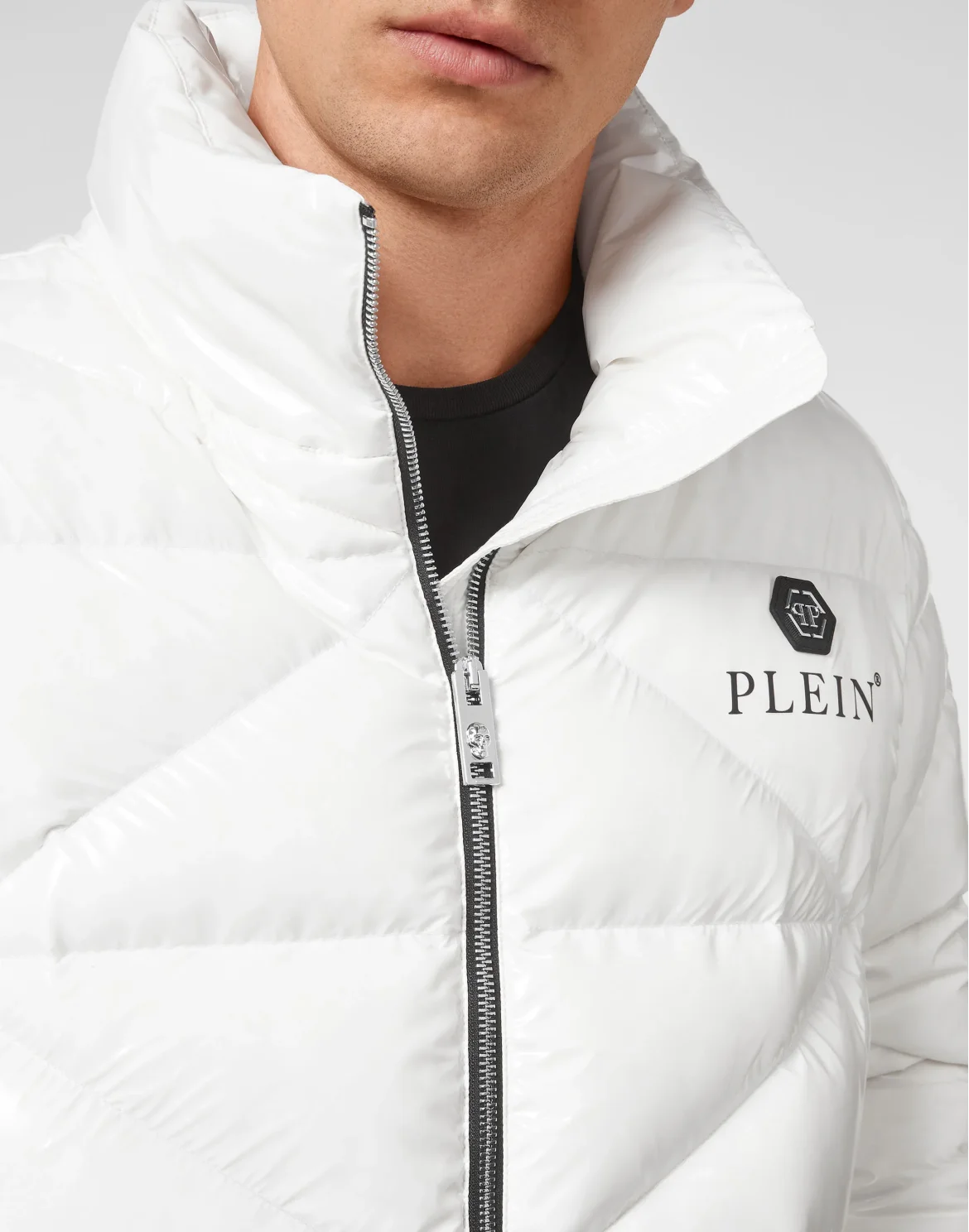 Quilted Down Jacket Hexagon, цвет: Белый