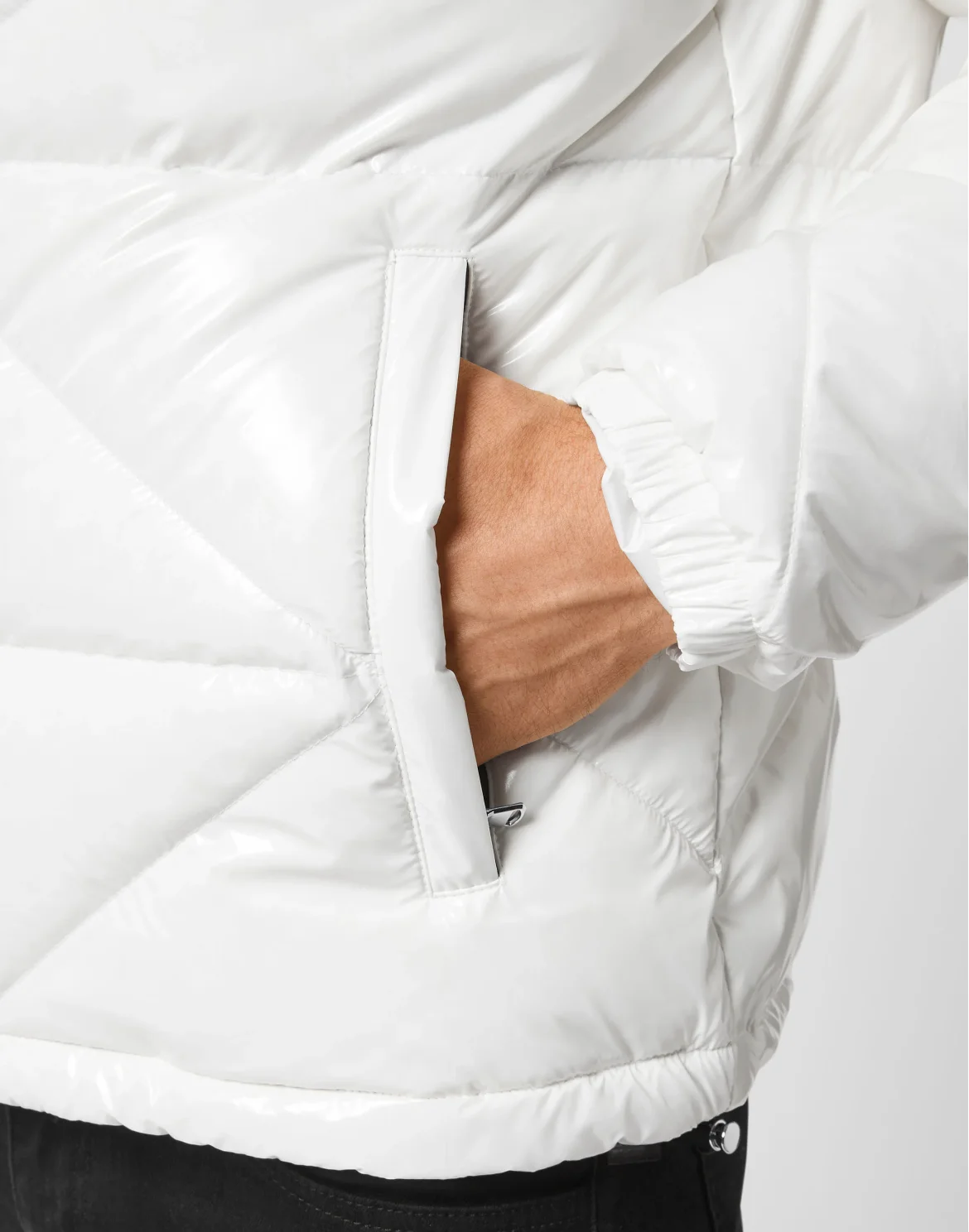 Quilted Down Jacket Hexagon, цвет: Белый