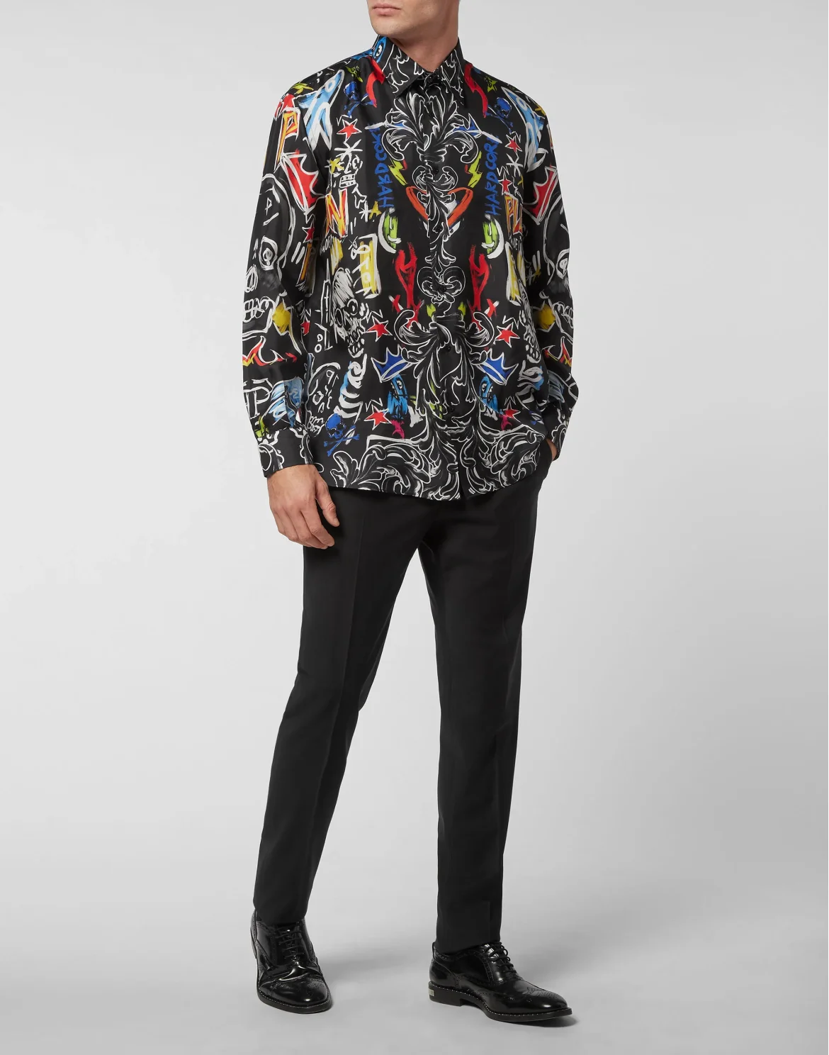 Shirt Dandy LS Skull and Plein, цвет: Черный