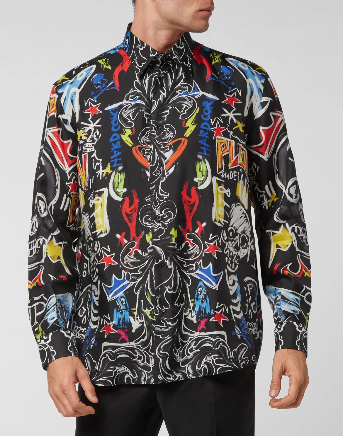 Shirt Dandy LS Skull and Plein, цвет: Черный
