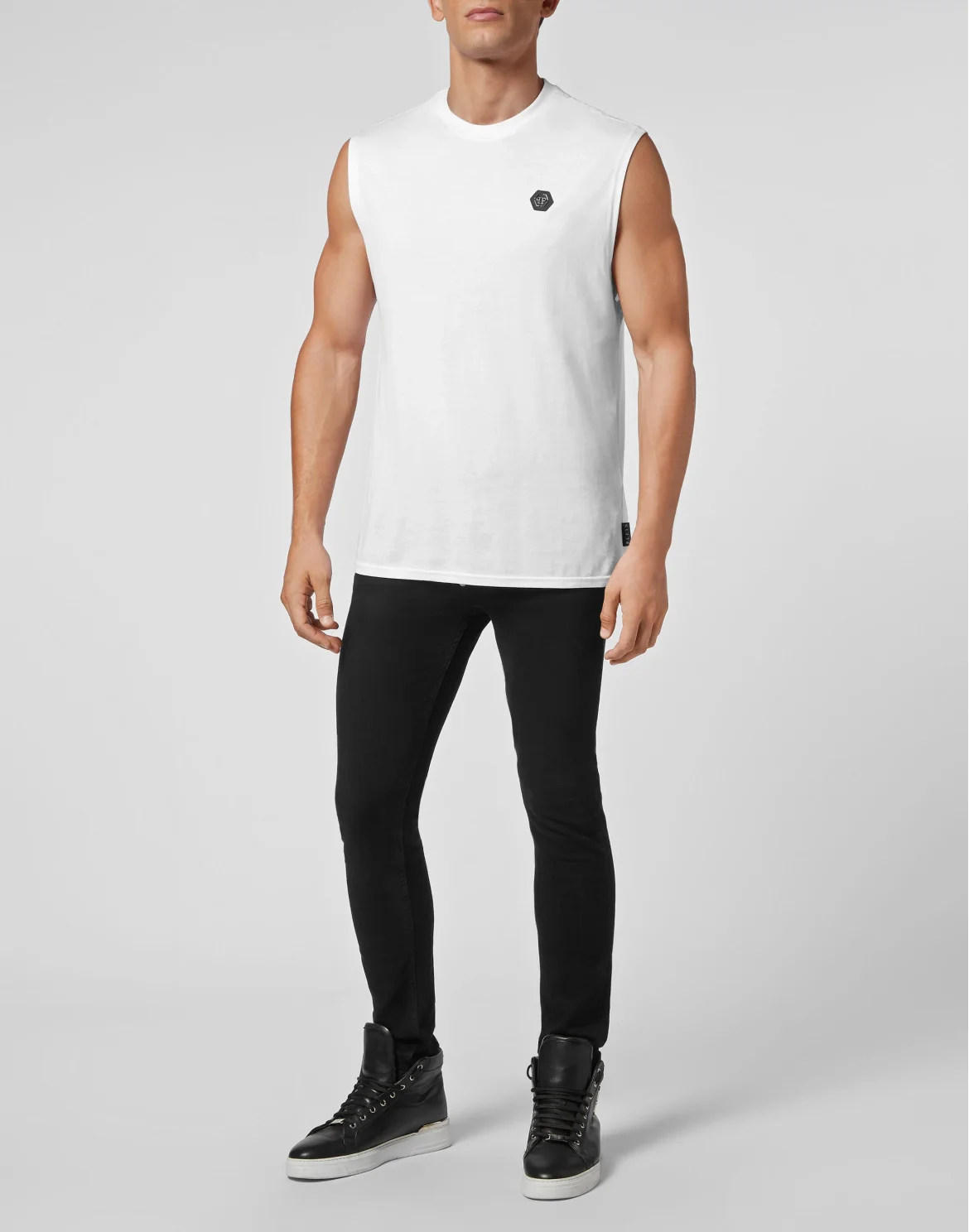 T-shirt Round Neck SS Sleeveless Iconic Plein, цвет: Белый
