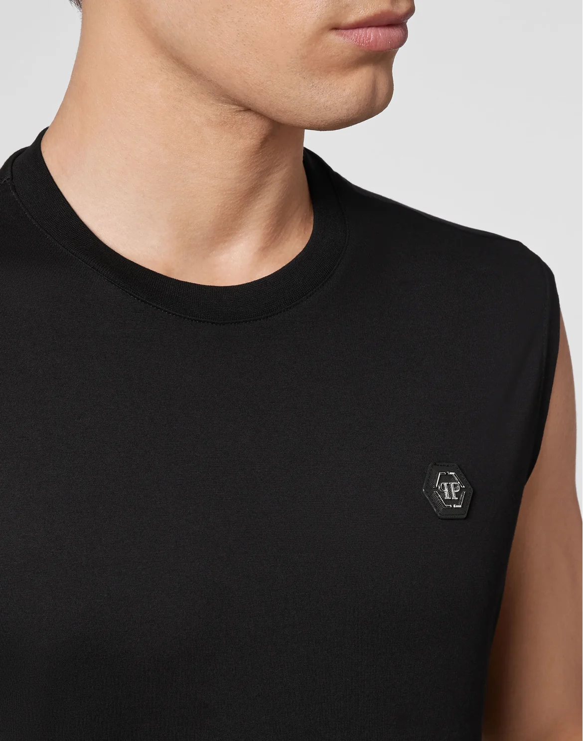 T-shirt Round Neck SS Sleeveless Iconic Plein, цвет: Черный
