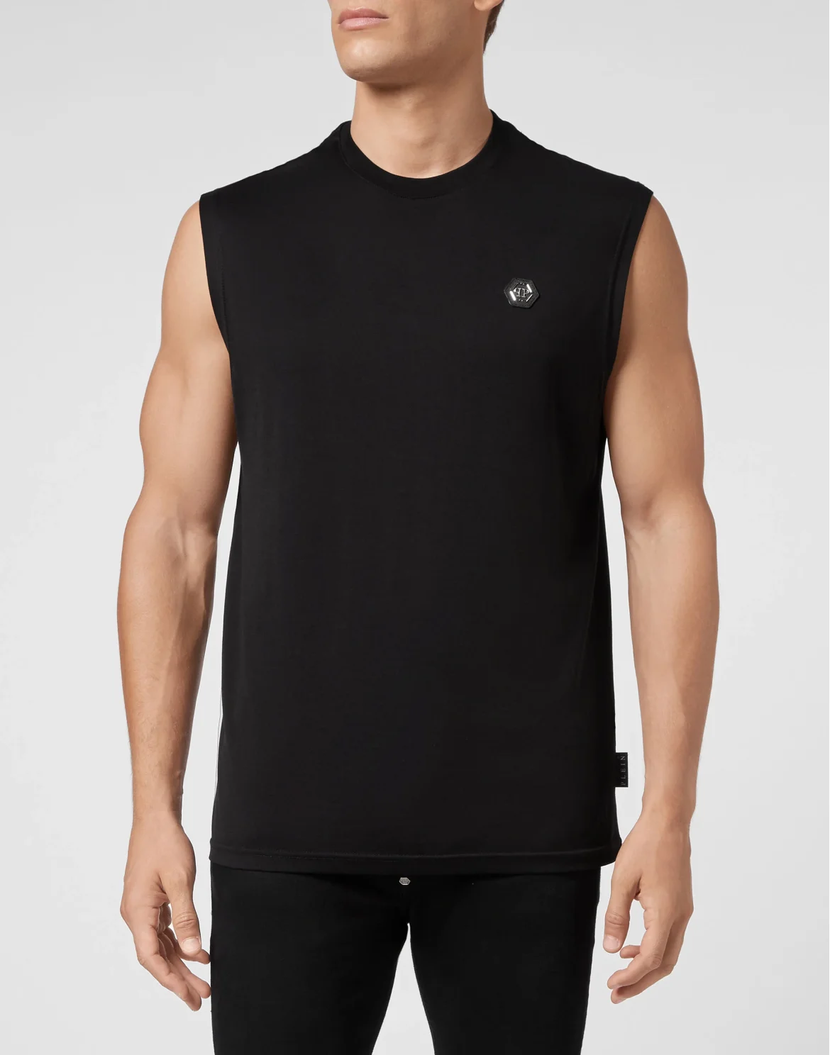T-shirt Round Neck SS Sleeveless Iconic Plein, цвет: Черный