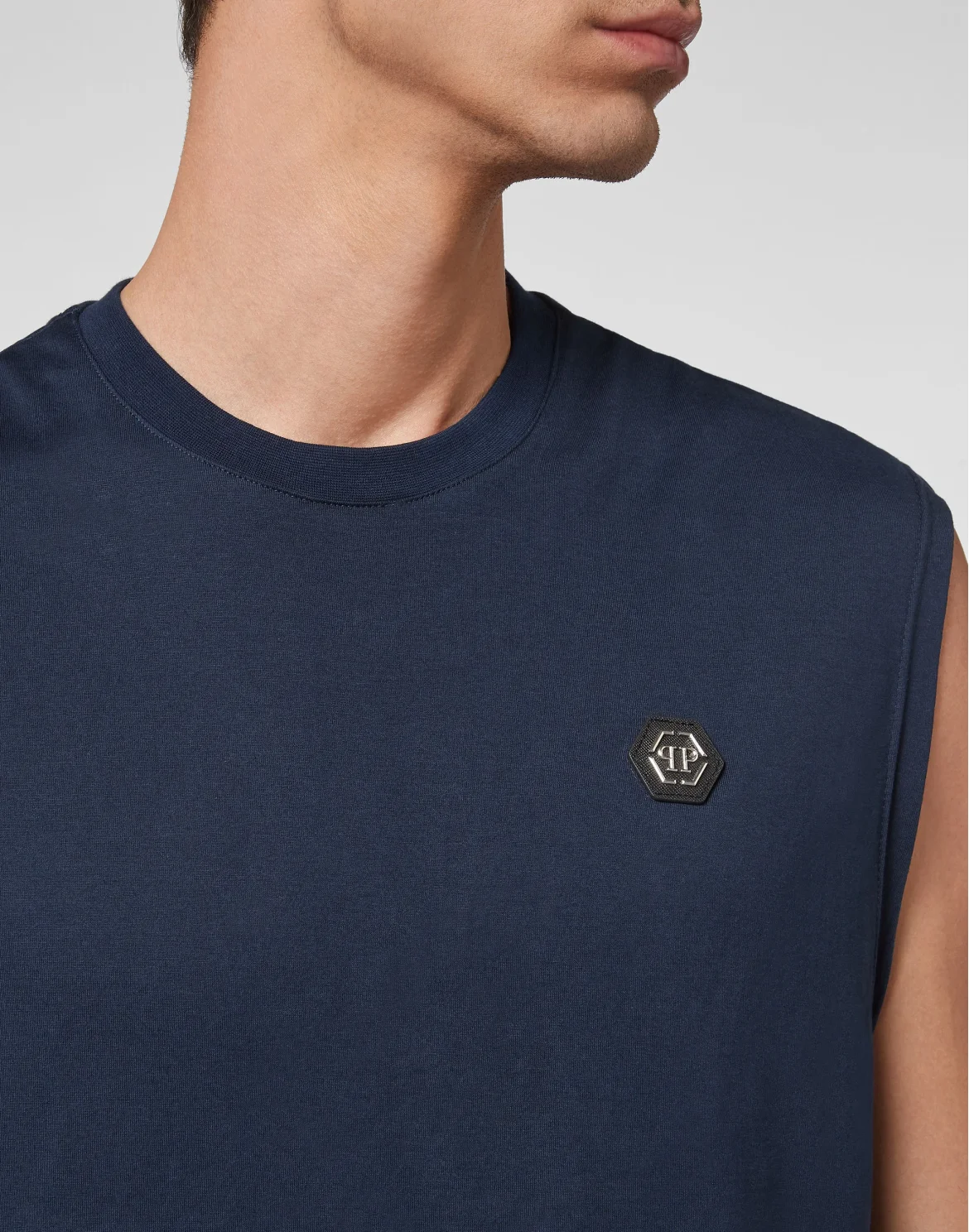 T-shirt Round Neck SS Sleeveless Iconic Plein, цвет: Синий