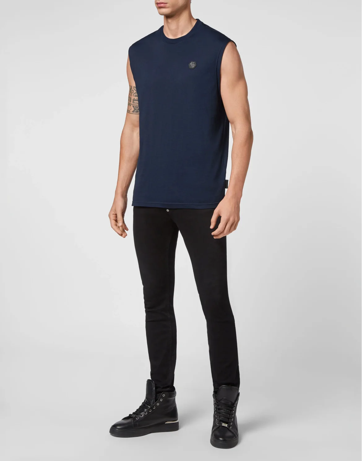 T-shirt Round Neck SS Sleeveless Iconic Plein, цвет: Синий