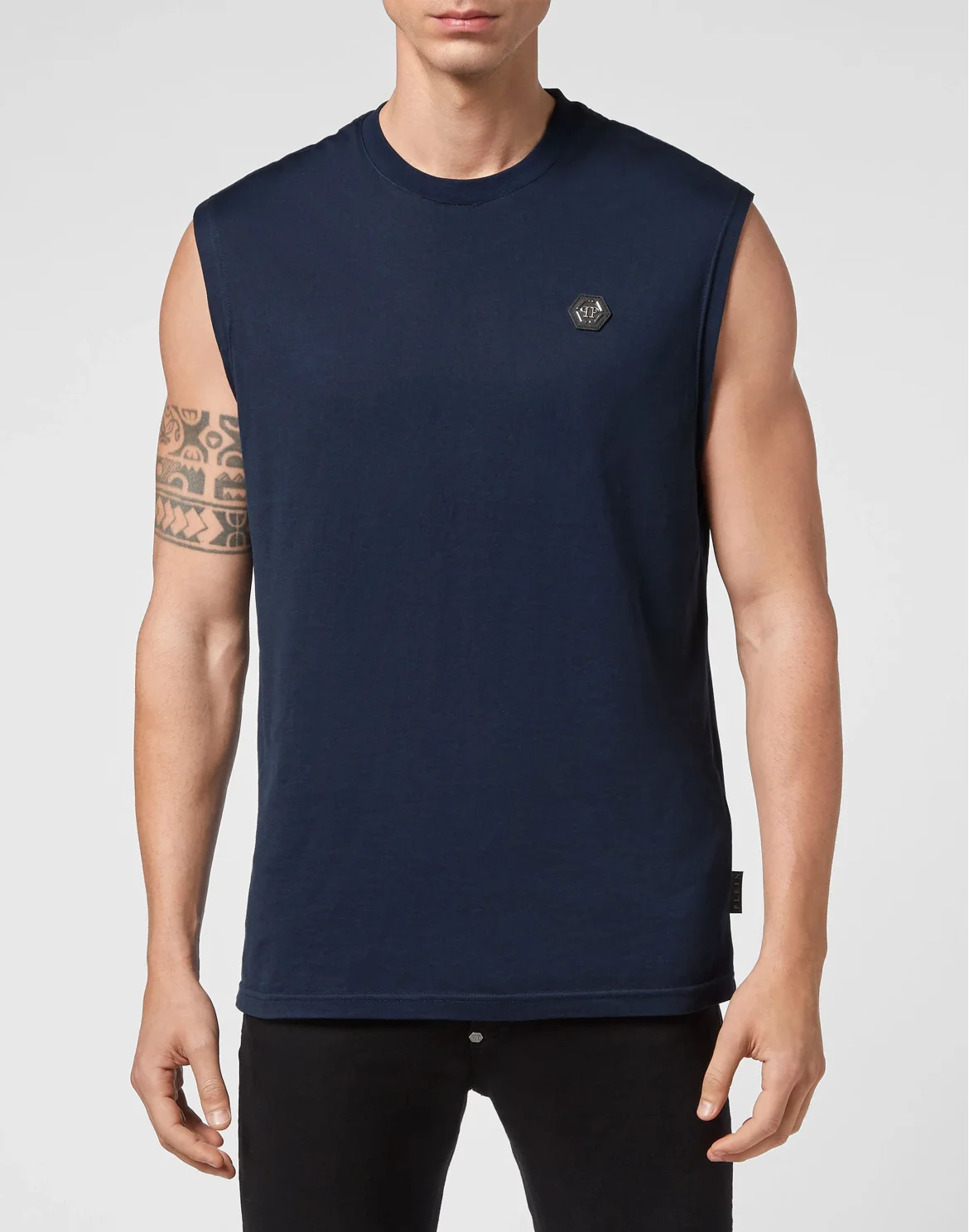 T-shirt Round Neck SS Sleeveless Iconic Plein, цвет: Синий