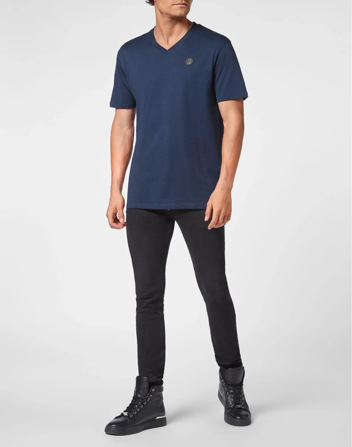 T-shirt V-Neck SS Iconic Plein, цвет: Синий
