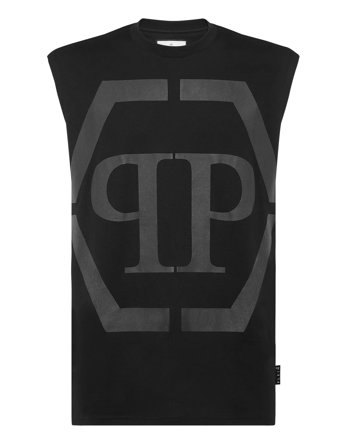 Sleeveless T-shirt Round Neck Hexagon, цвет: Черный