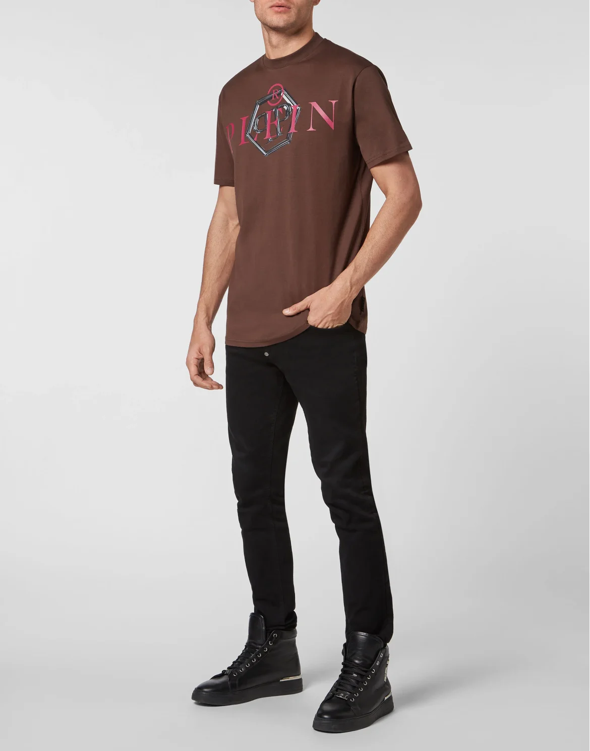 T-shirt Round Neck SS Philipp Plein TM, цвет: Коричневый