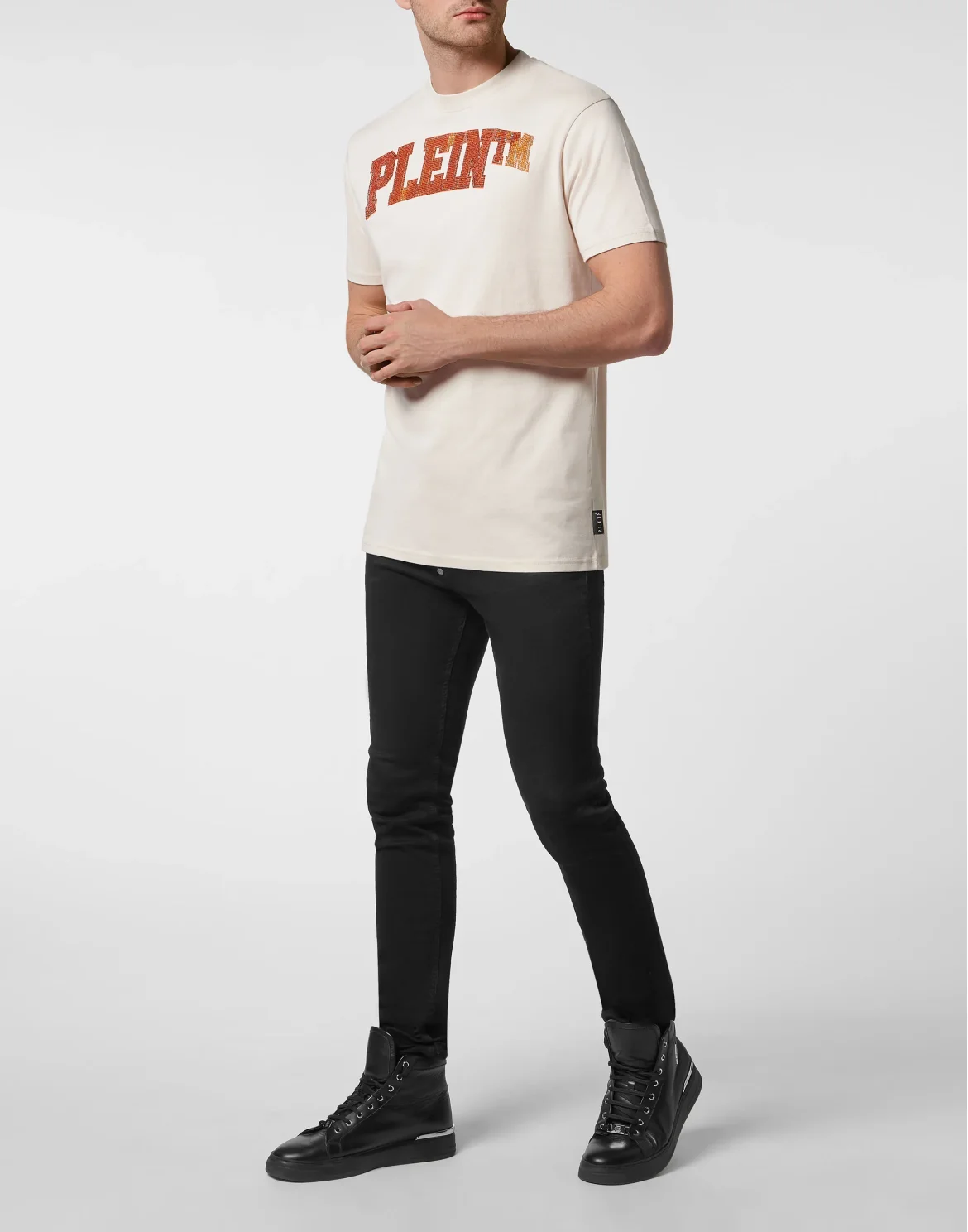 T-shirt Round Neck SS with Crystals, цвет: Бежевый