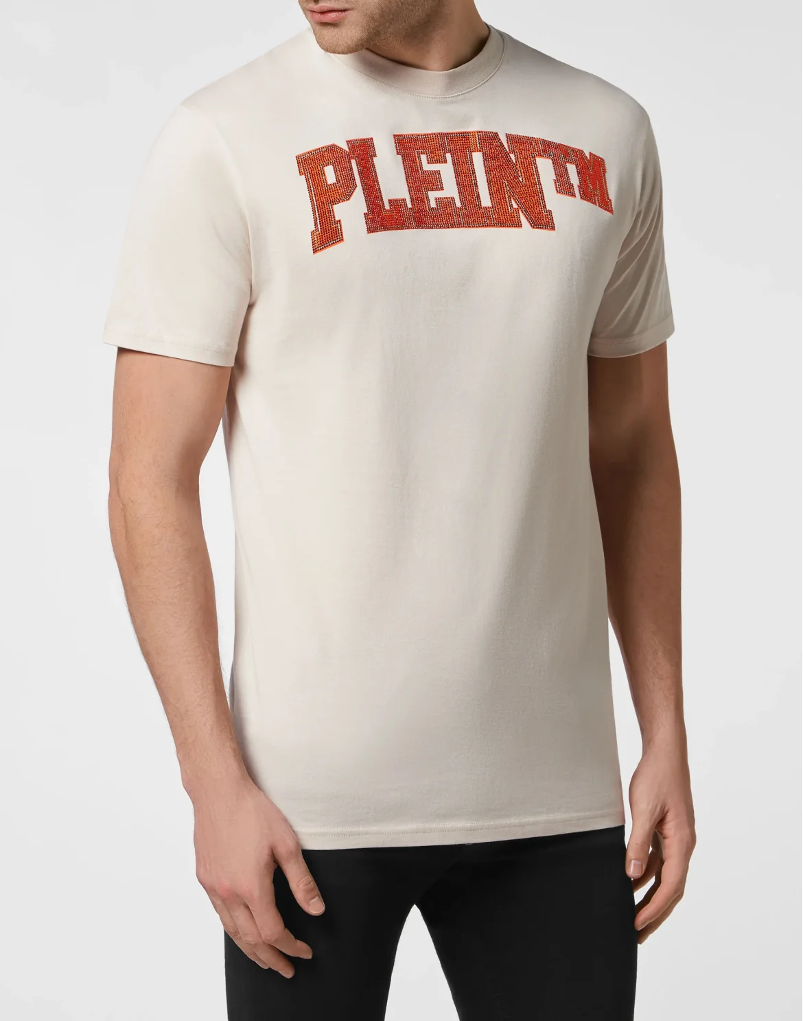 T-shirt Round Neck SS with Crystals, цвет: Бежевый