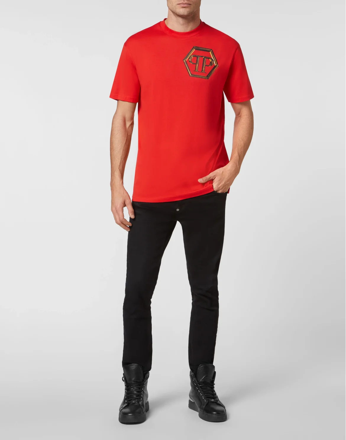 T-shirt Round Neck SS Hexagon, цвет: Красный