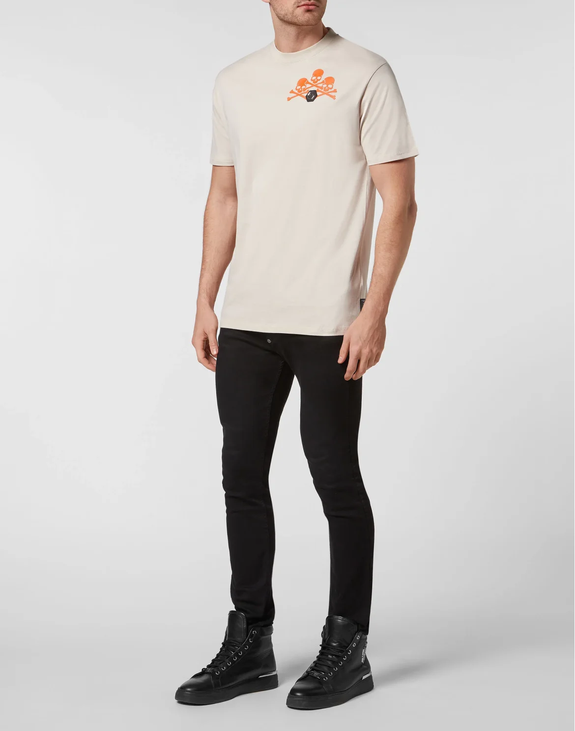T-shirt Round Neck SS Skull, цвет: Бежевый