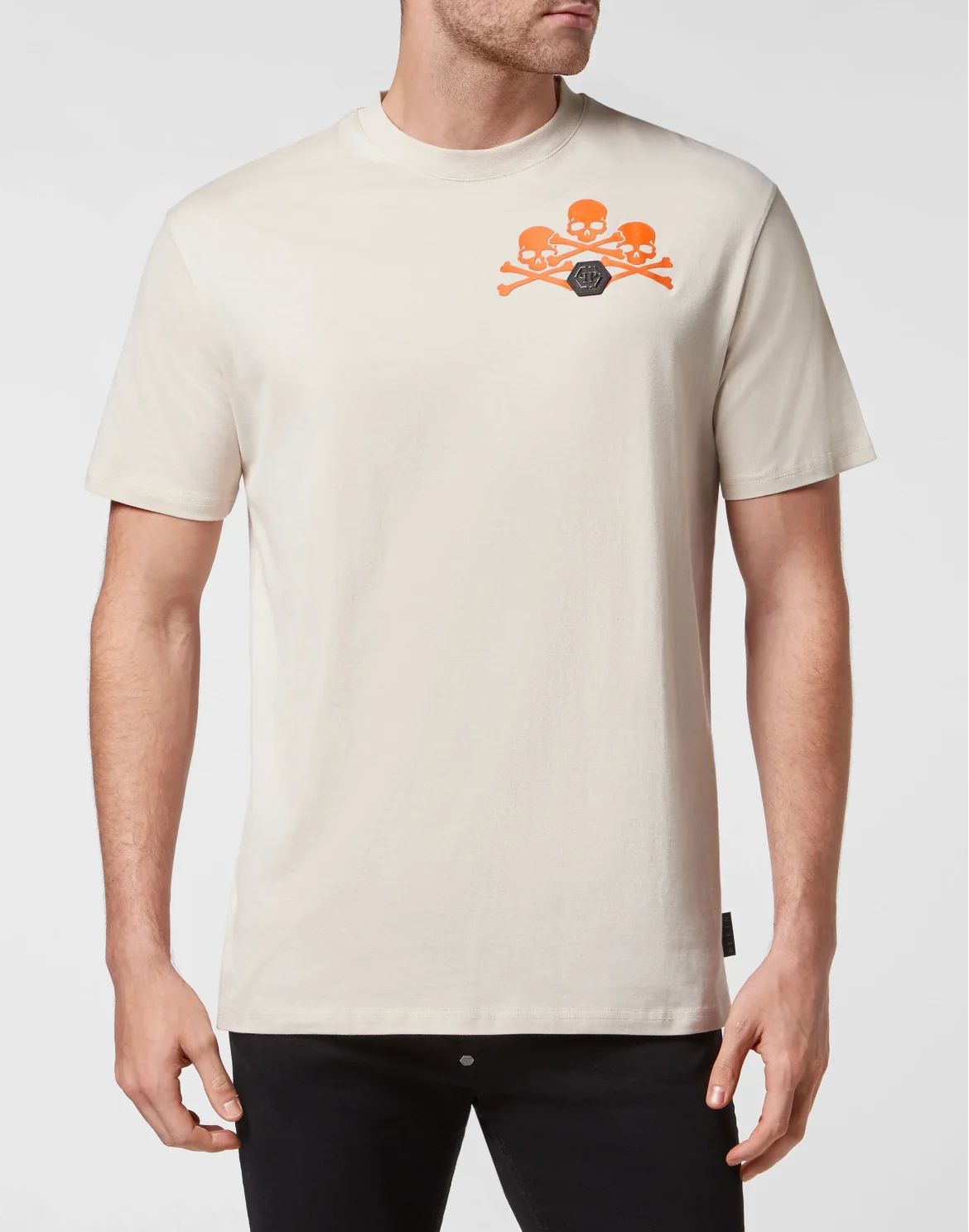 T-shirt Round Neck SS Skull, цвет: Бежевый
