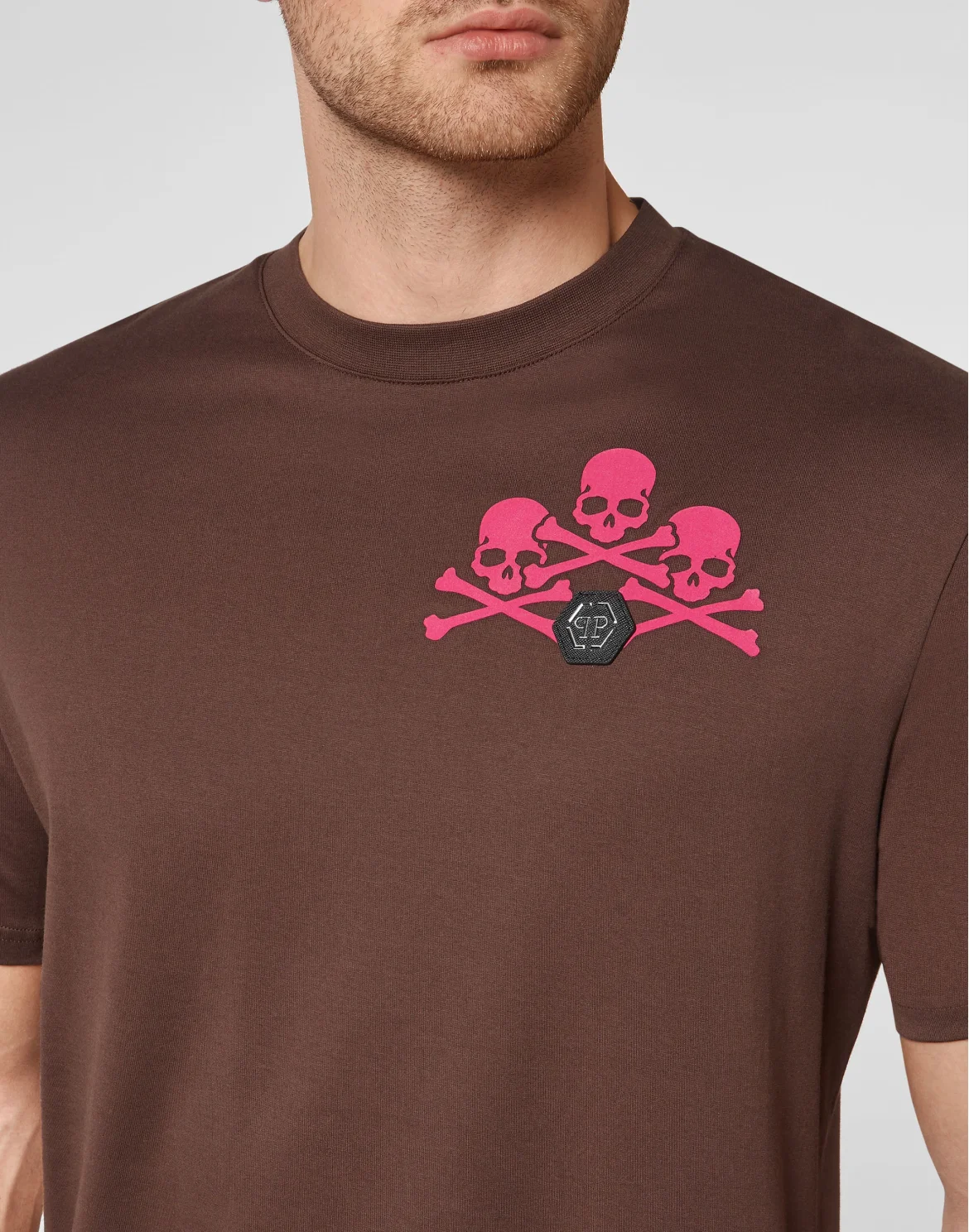 T-shirt Round Neck SS Skull, цвет: Коричневый