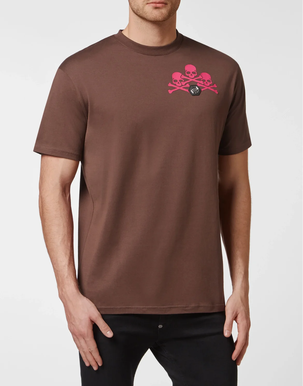 T-shirt Round Neck SS Skull, цвет: Коричневый