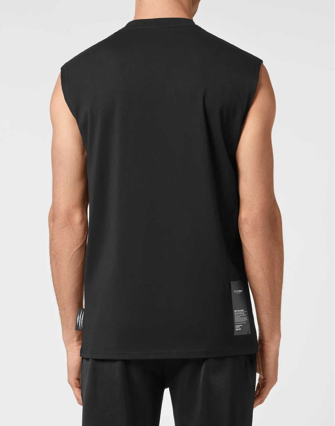 T-shirt Round Neck Sleeveless Statement, цвет: Черный
