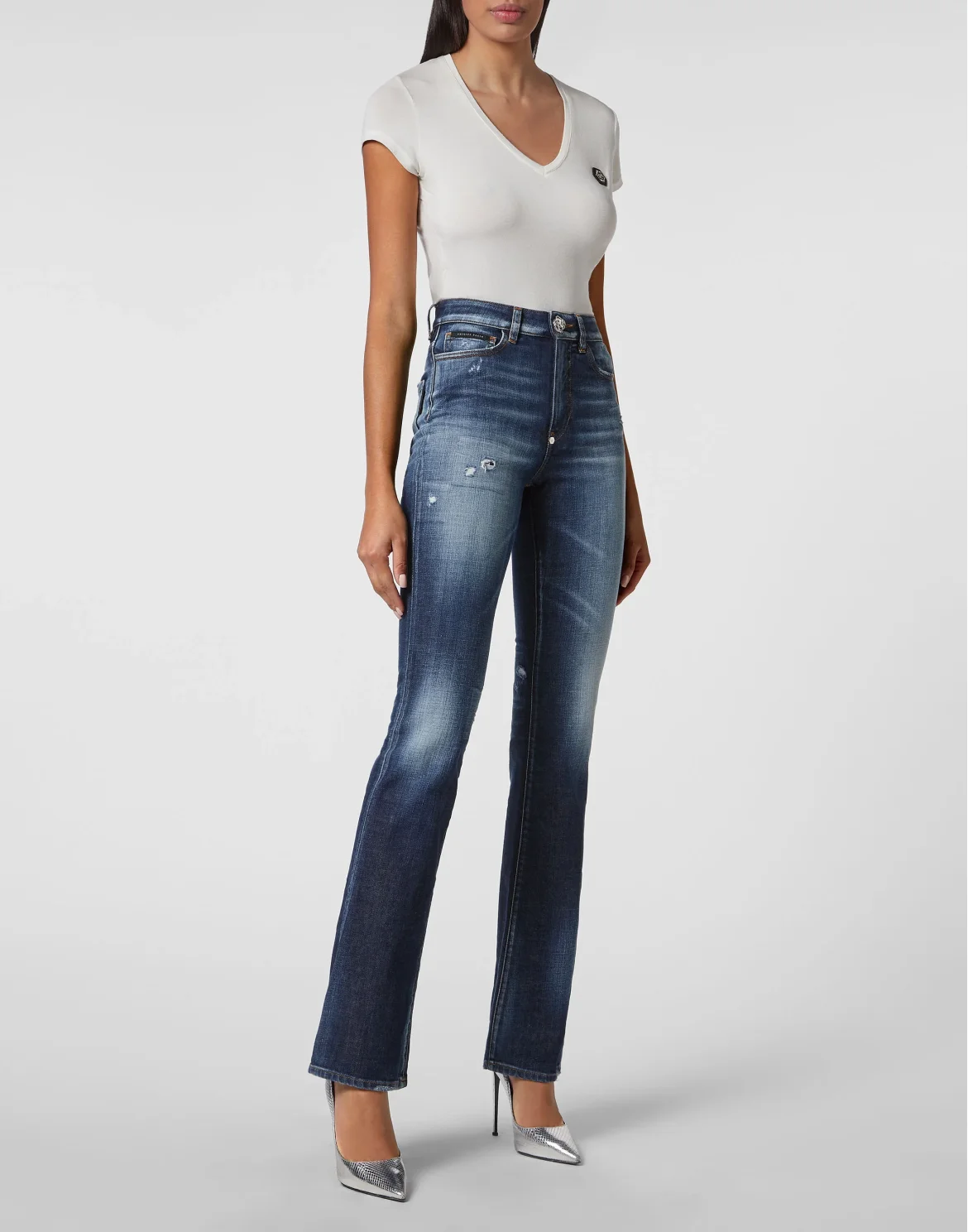 Denim High wasted flare Trousers, цвет: Синий