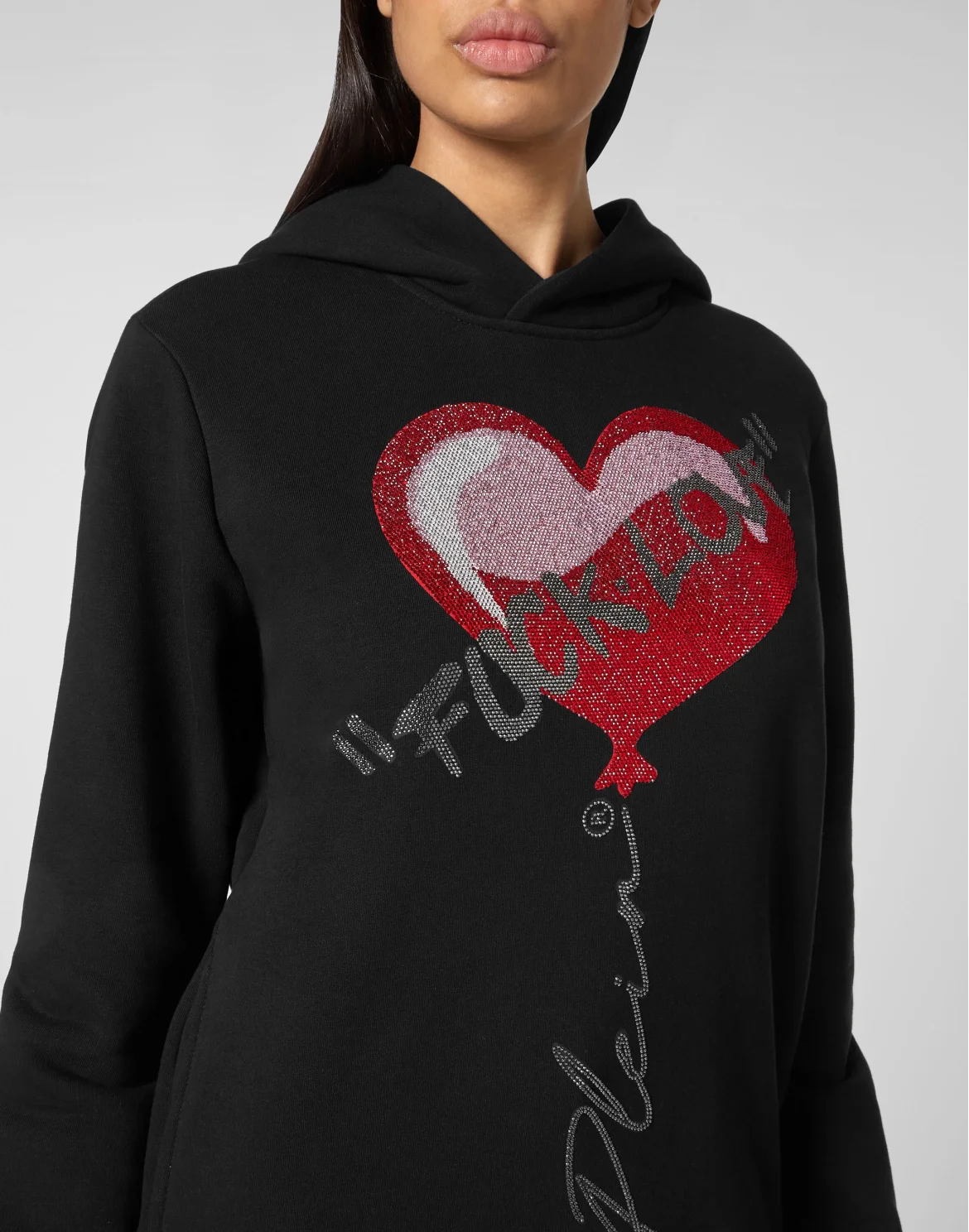 Hoodie sweatshirt with Crystals, цвет: Черный