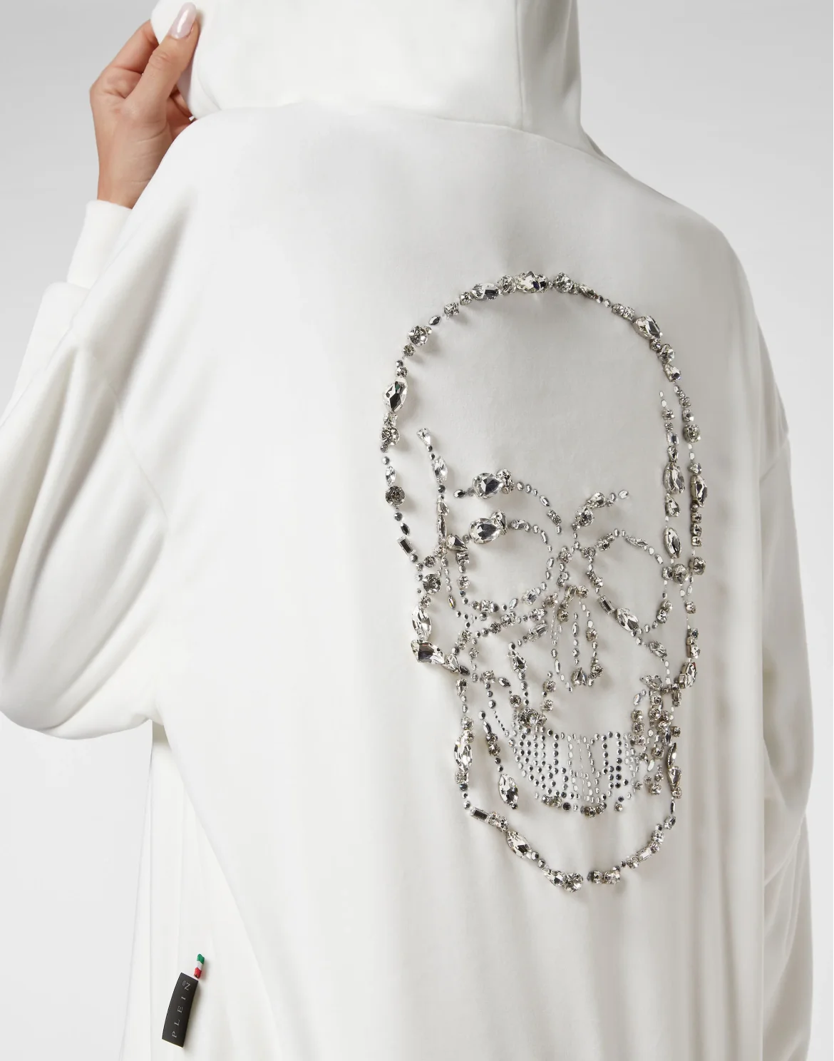 Hoodie Sweatjacket with Crystals, цвет: Белый
